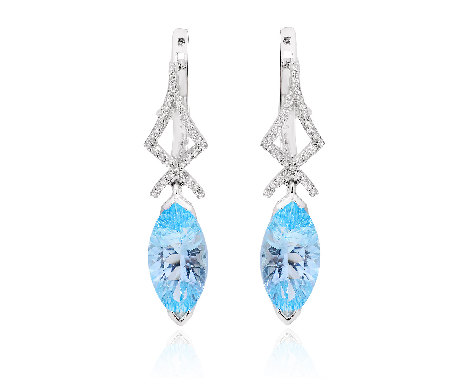 Оригинальные золотые серьги с топазами 10.54ct Maxim Demidov