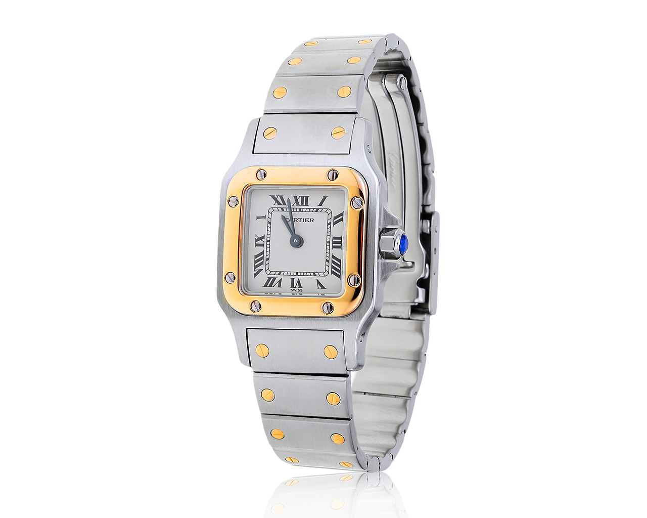 Оригинальные золотые часы Santos de Cartier 261120/7