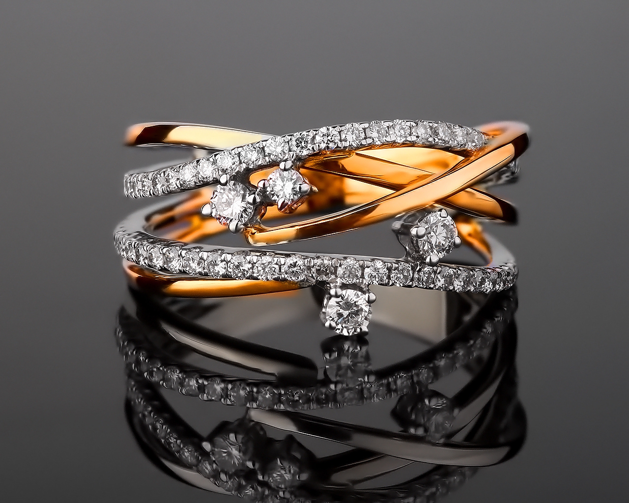 Изысканное золотое кольцо с бриллиантами 0.40ct 140517/1