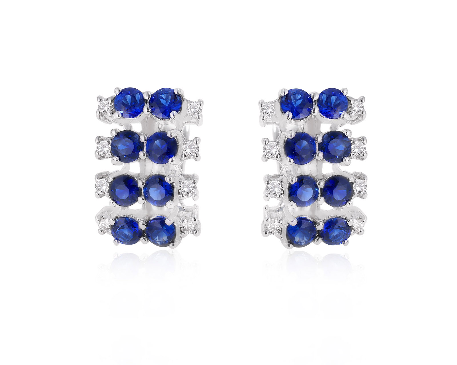 Золотые серьги с сапфирами 1.60ct и бриллиантами 0.23ct 081024/8 Золотые серьги с сапфирами 1.60ct и бриллиантами 0.23ct 081024/8