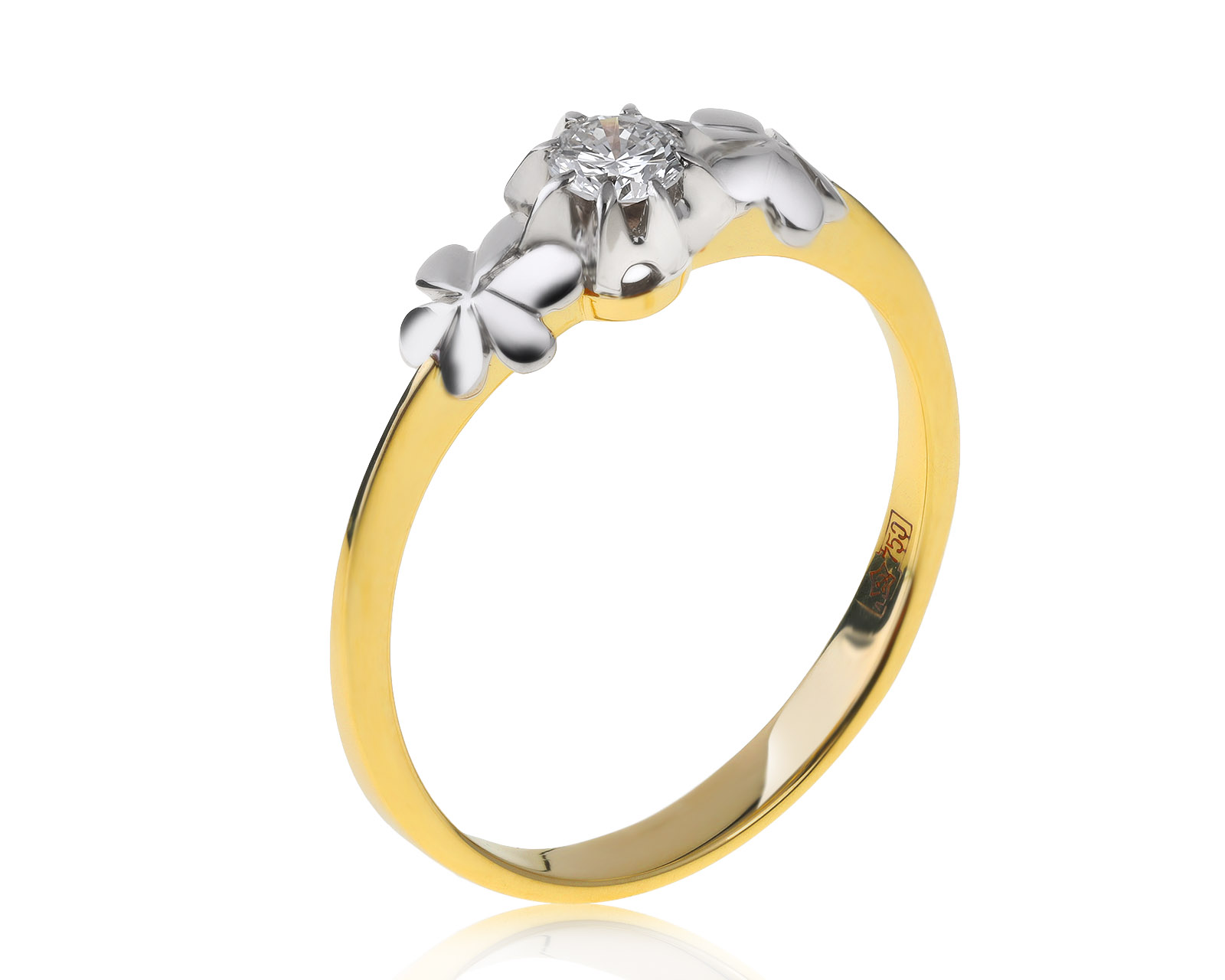 Винтажное золотое кольцо с бриллиантом 0.20ct СССР 180721/4 Винтажное золотое кольцо с бриллиантом 0.20ct СССР 180721/4