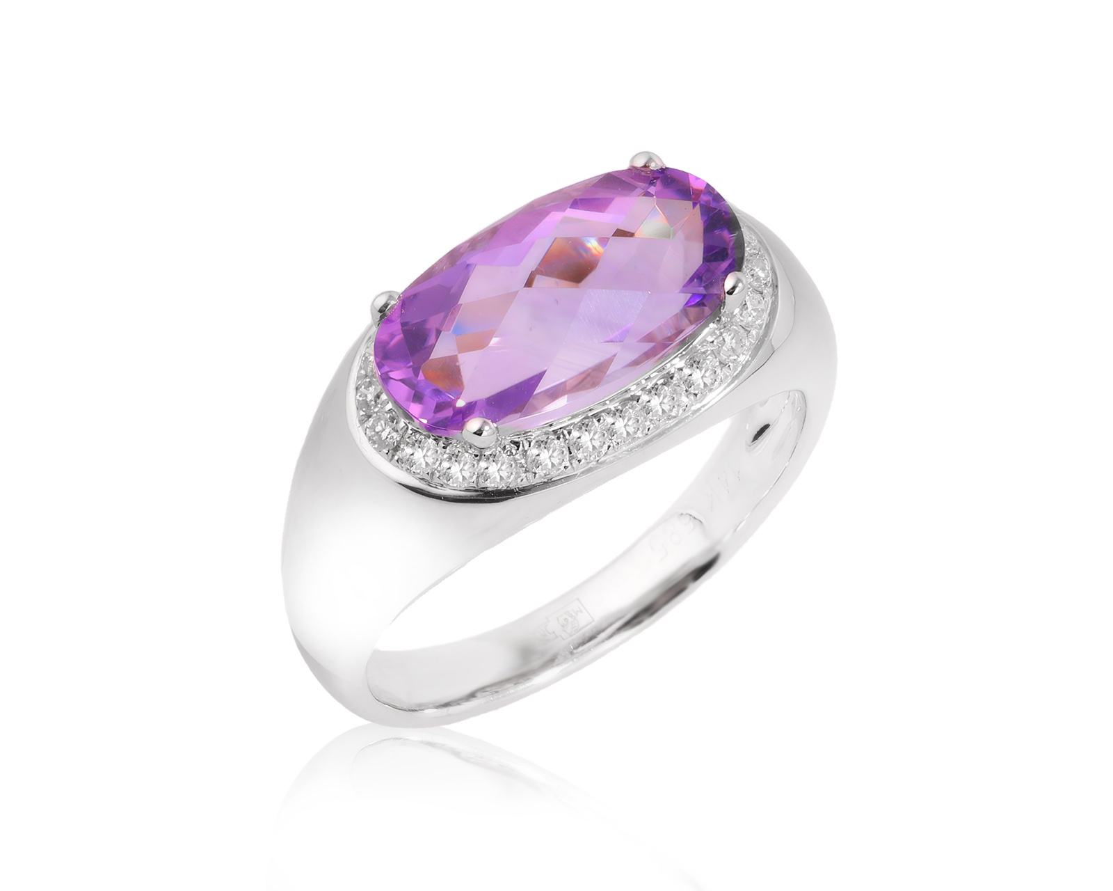 Золотое кольцо с аметистом 3.21ct и бриллиантами 0.28ct 241025/9