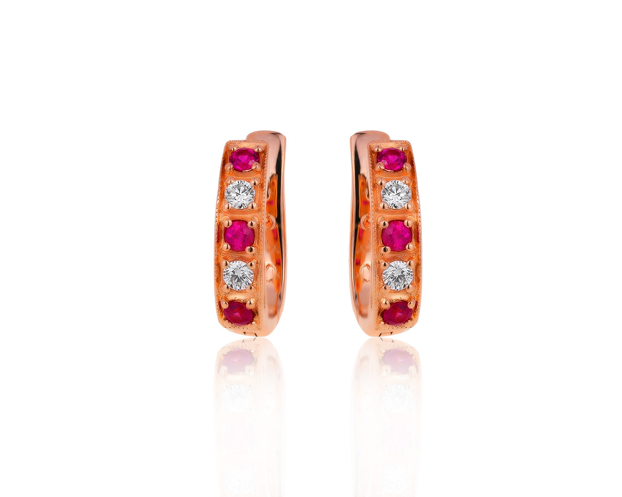Изысканные золотые серьги с рубинами 0.25ct 100320/2 Изысканные золотые серьги с рубинами 0.25ct 100320/2