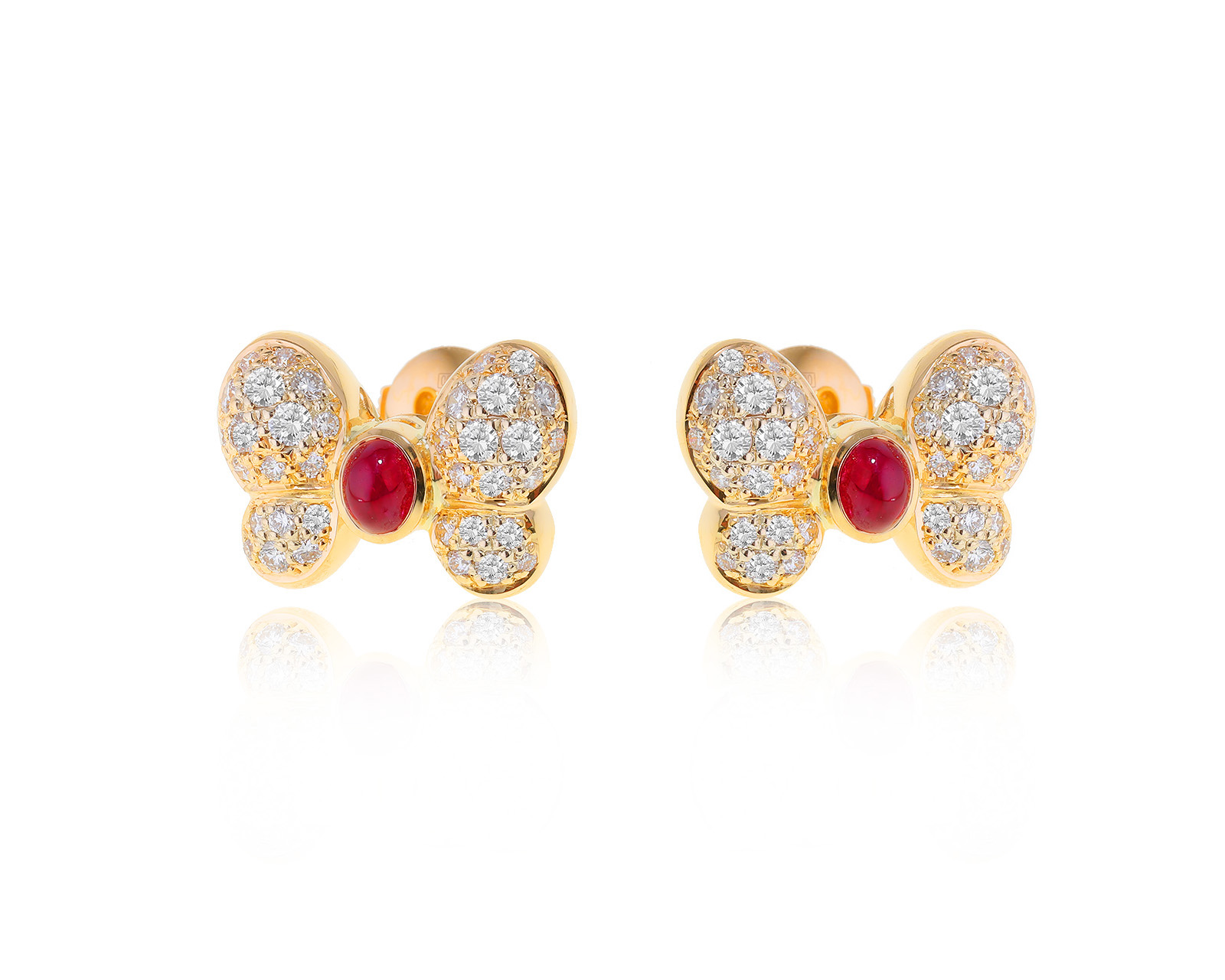 Оригинальные золотые серьги с рубинами 1.09ct Chopard