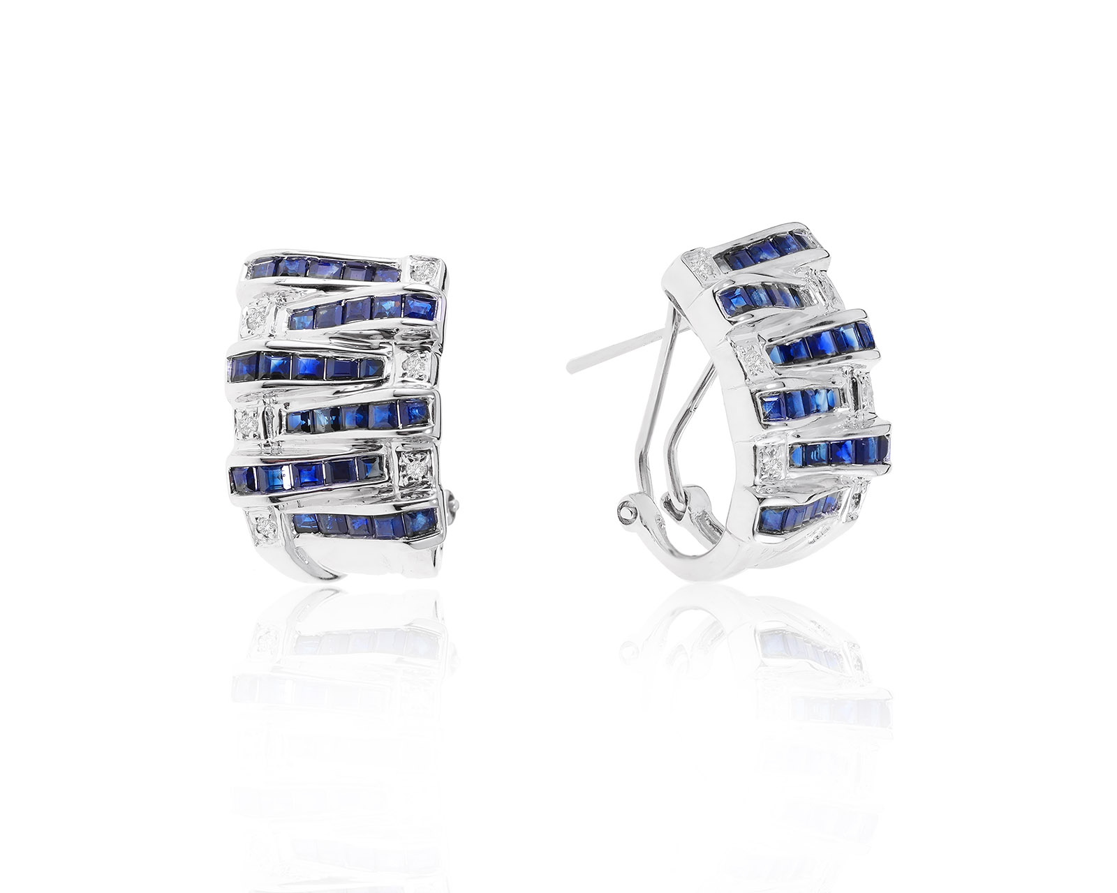 Солидные золотые серьги с сапфирами 2.10ct 120223/5
