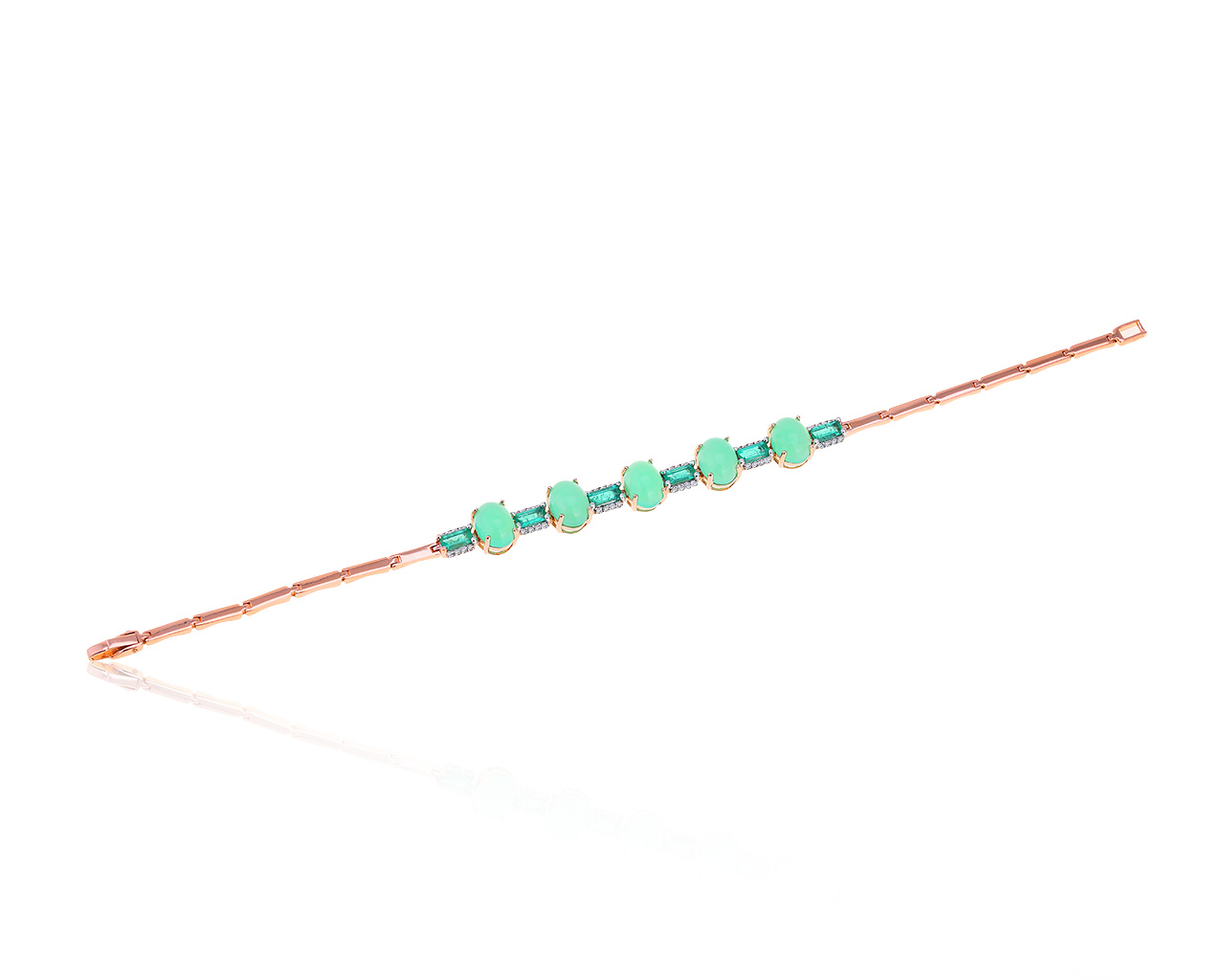 Прелестный золотой браслет с хризопразами 4.75ct 080121/10