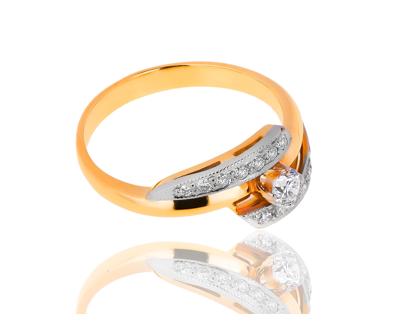 Помолвочное золотое кольцо с бриллиантами 0.40ct