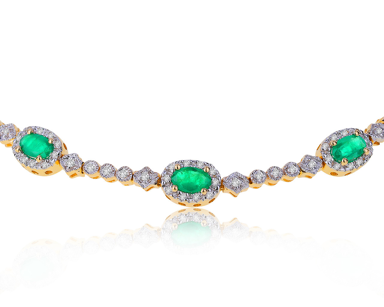 Очаровательный золотой браслет с изумрудами 1.38ct