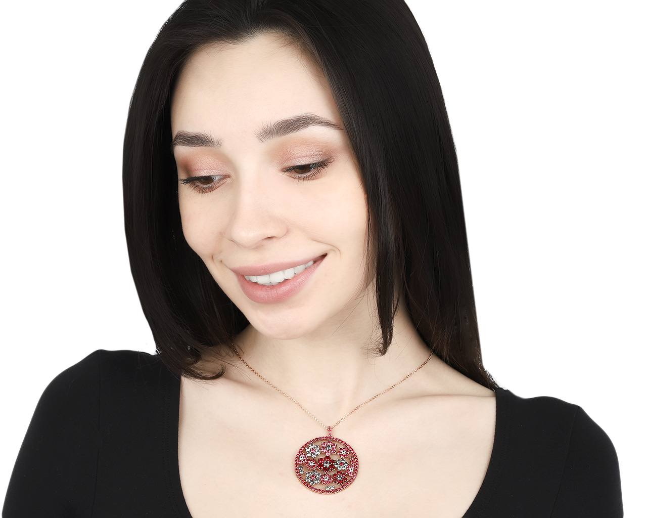 Праздничный золотой кулон с разноцветной шпинелью 8.66ct