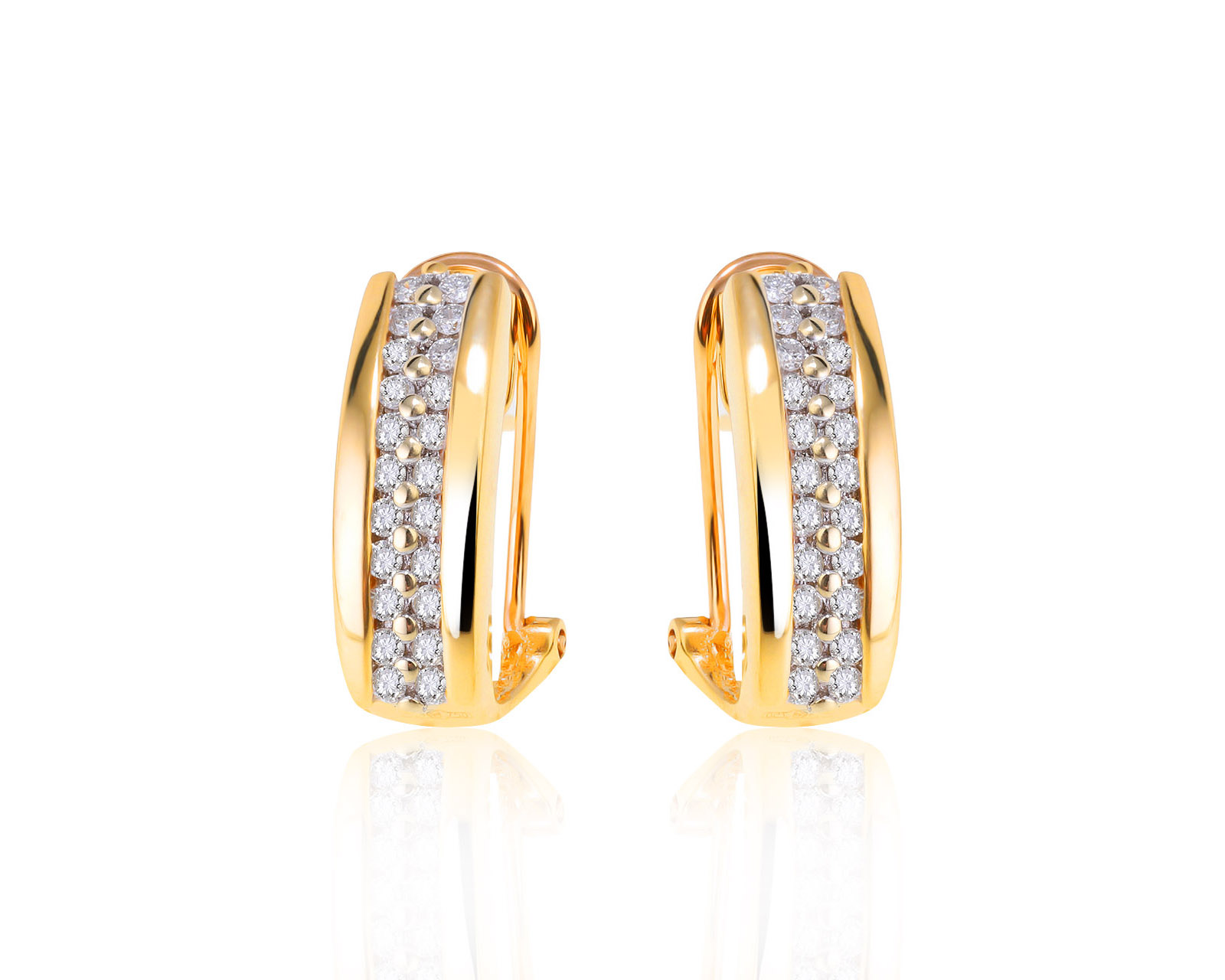 Изящные золотые серьги с бриллиантами 1.05ct