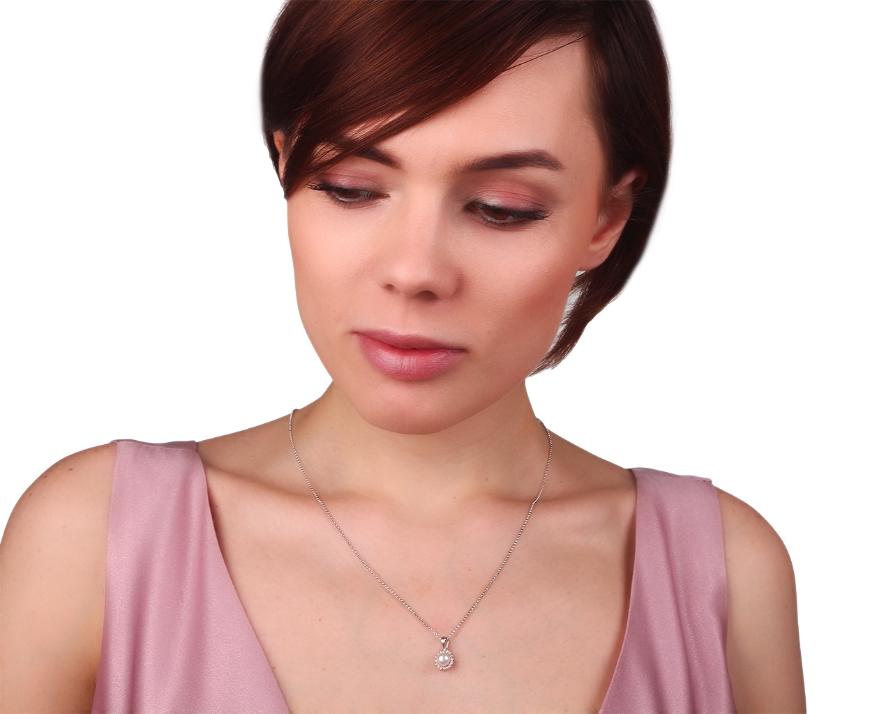 Золотая подвеска с жемчугом и бриллиантами 0.08ct