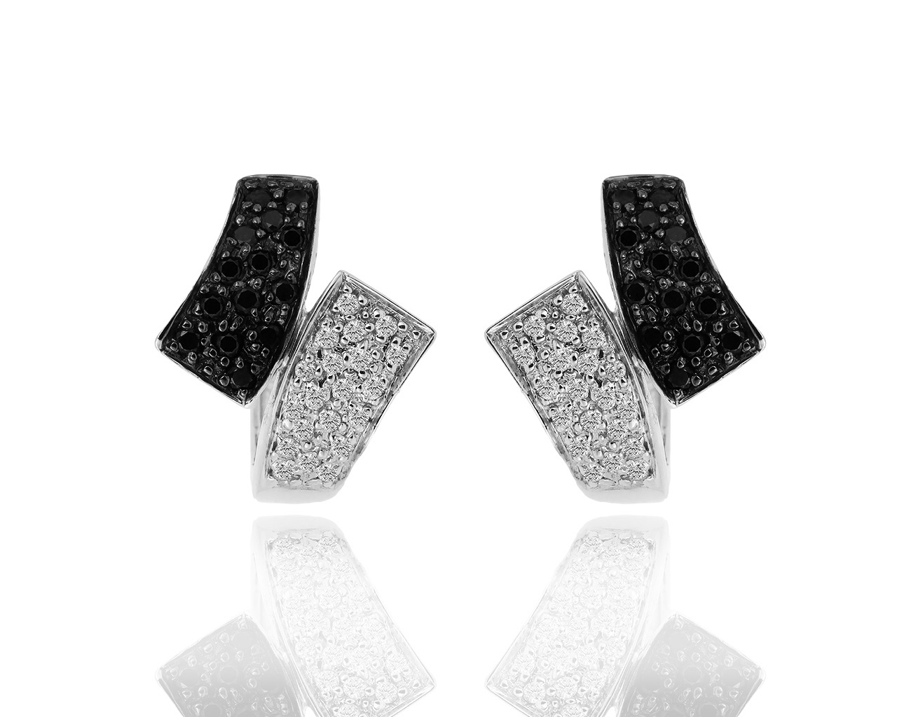 Золотые серьги с белыми и черными бриллиантами 0.54ct 180419/10