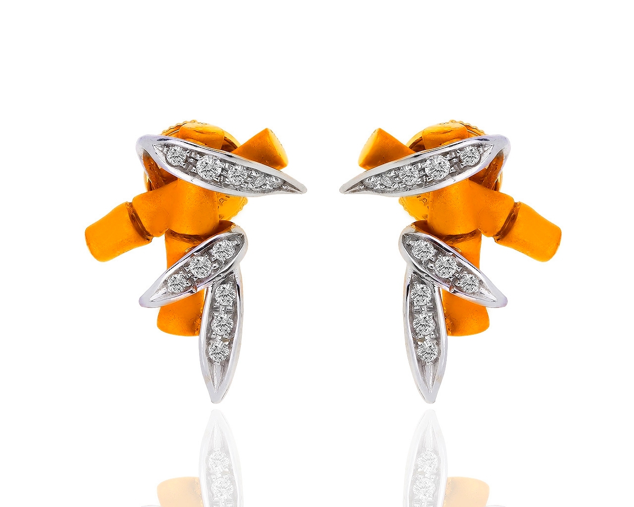 Золотые серьги с бриллиантами 0.20ct Carrera y Carrera Bambu gn37 Золотые серьги с бриллиантами 0.20ct Carrera y Carrera Bambu gn37