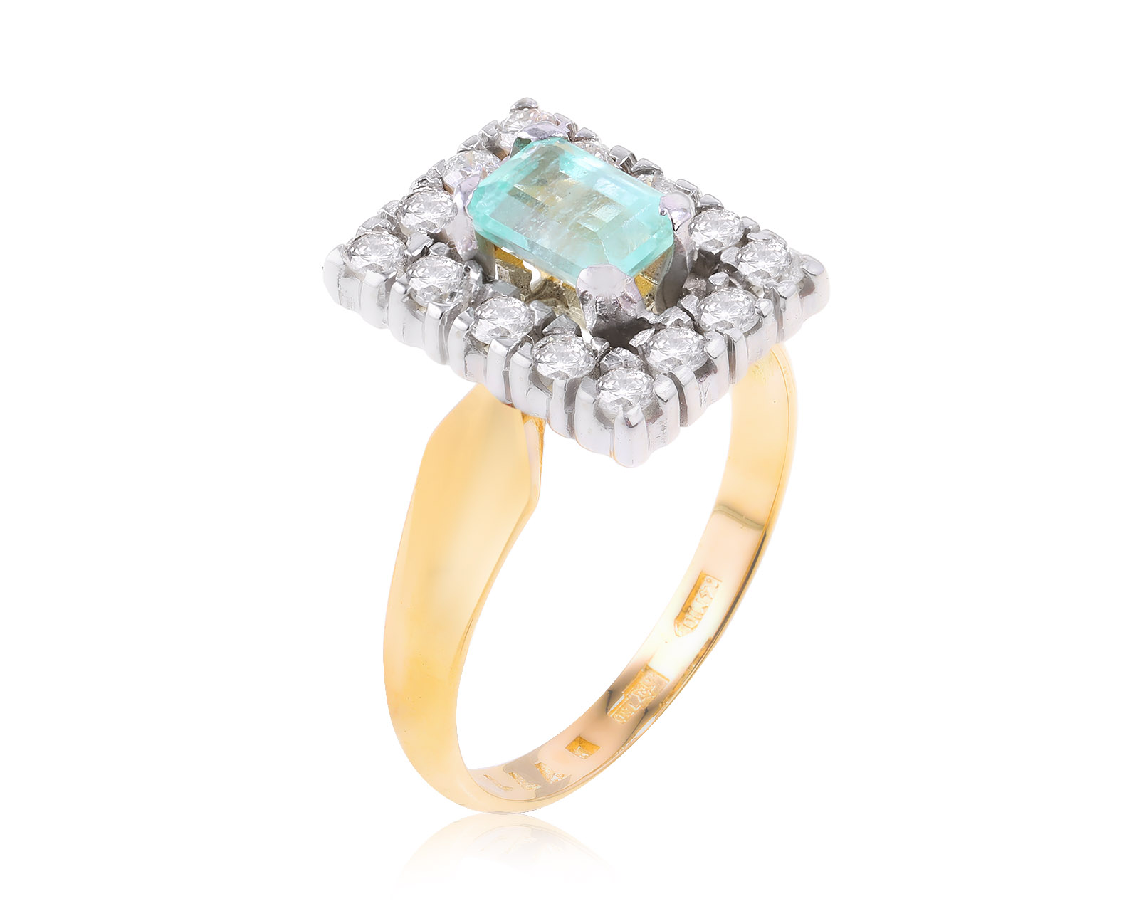 Золотое кольцо с бериллом 0.95ct и бриллиантами 0.63ct СССР 260324/2
