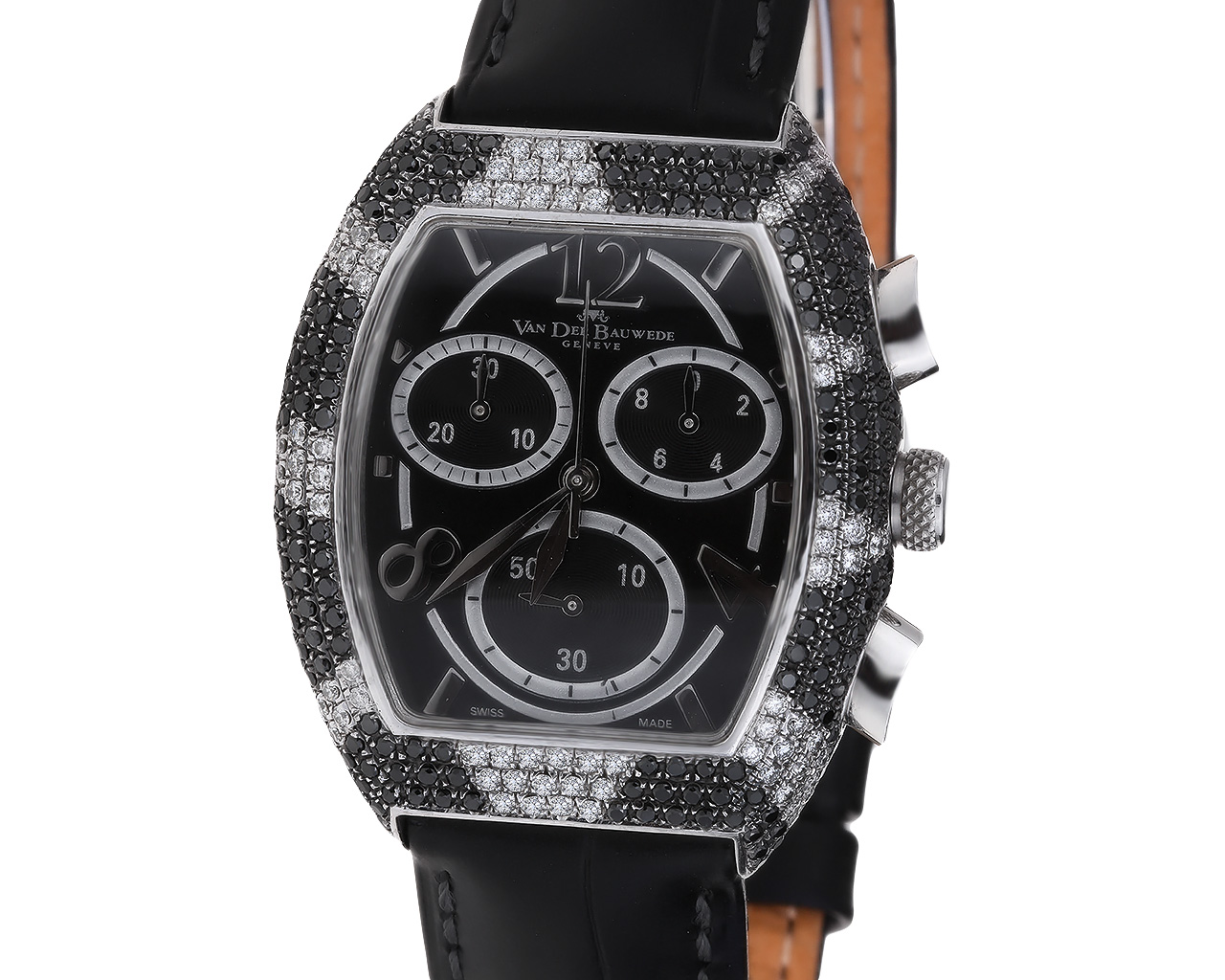Оригинальные стальные часы с бриллиантами 2.01ct Van Der Bauwede