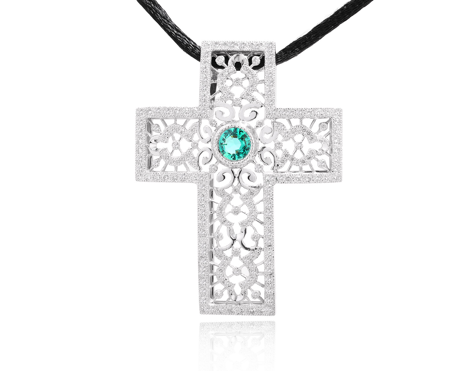 Золотой кулон с изумрудом 0.56ct и бриллиантами 1.07ct 261224/1