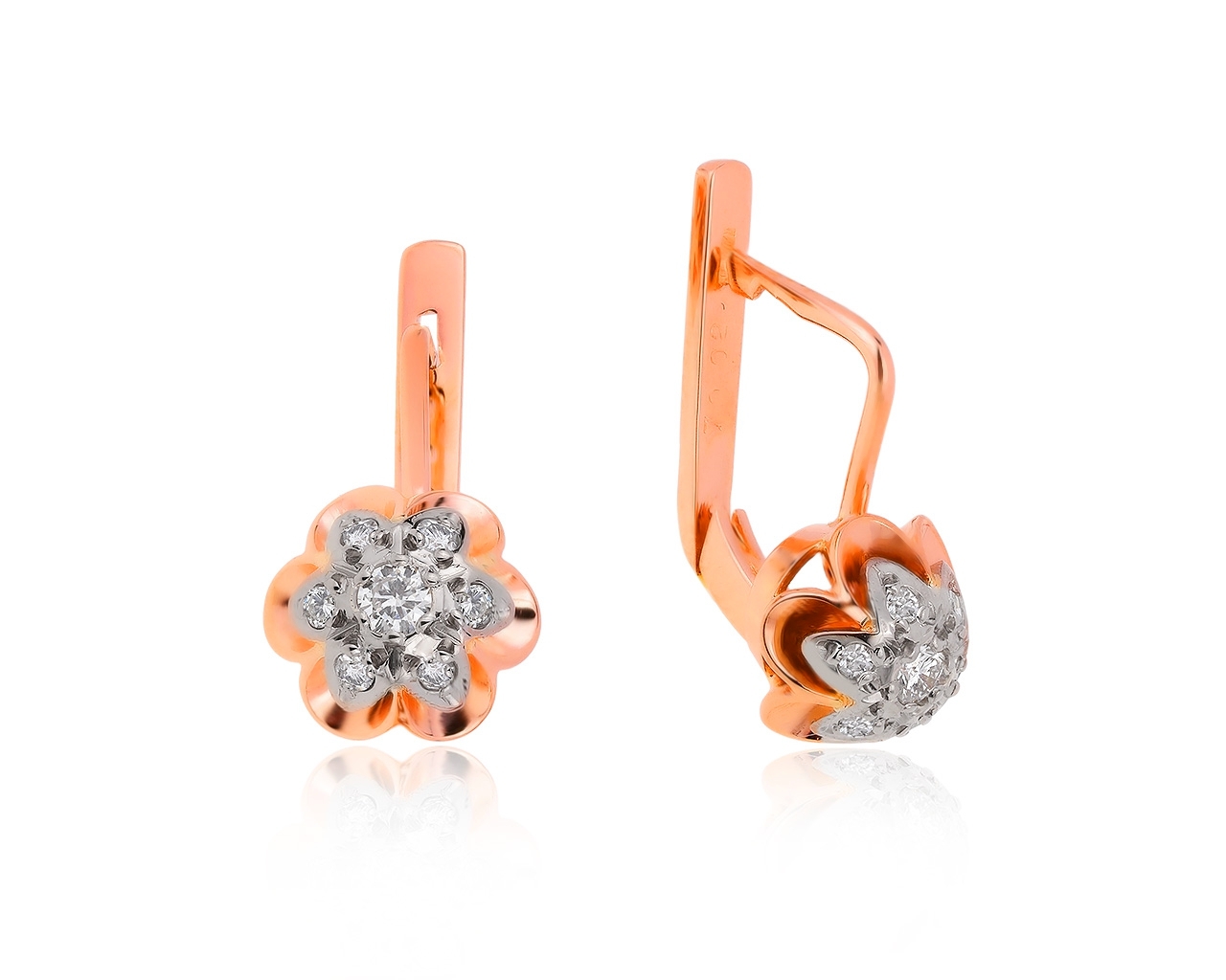 Винтажные золотые серьги с бриллиантами 0.36ct