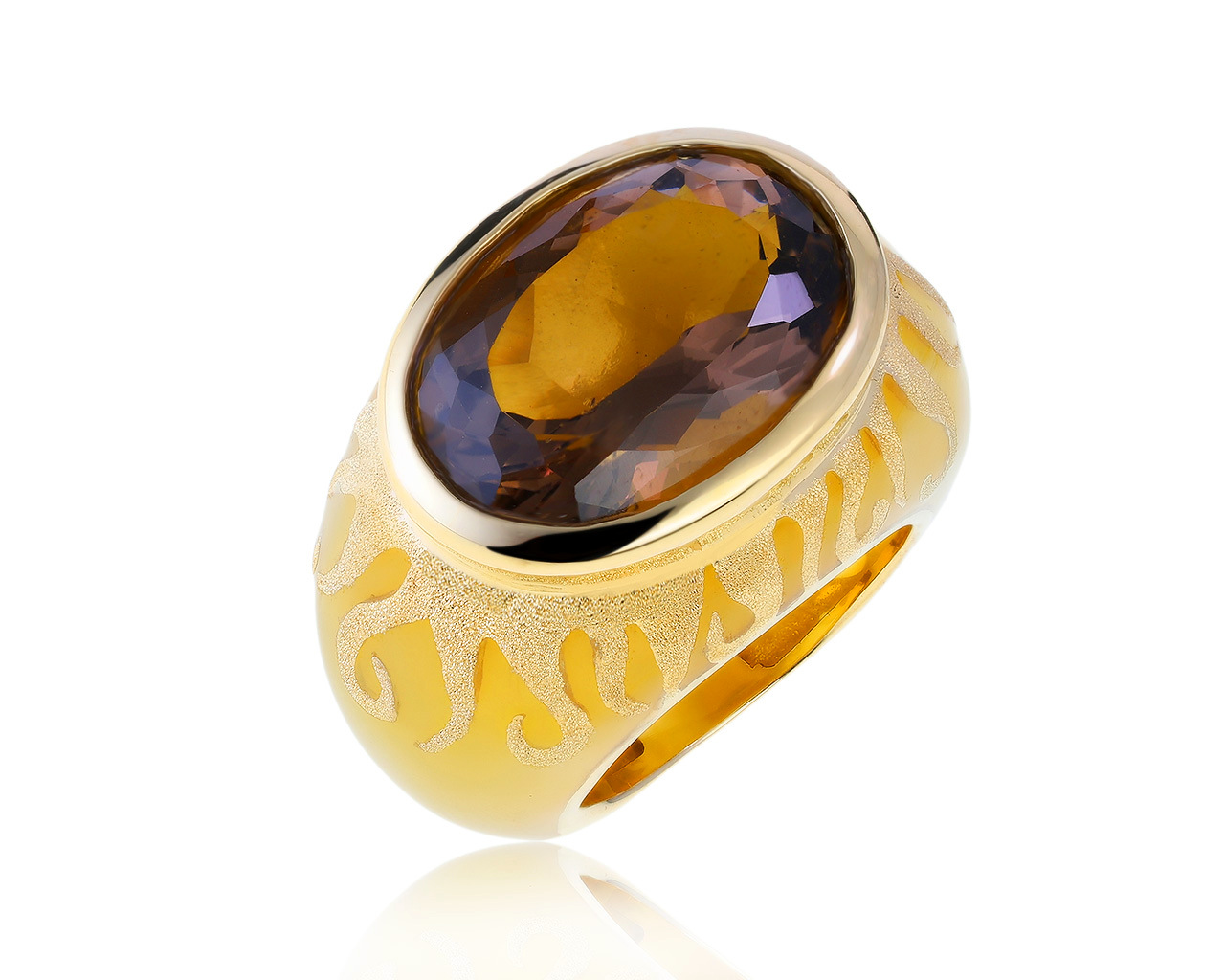 Оригинальное золотое кольцо с раухтопазом 6.73ct Angelique de Paris