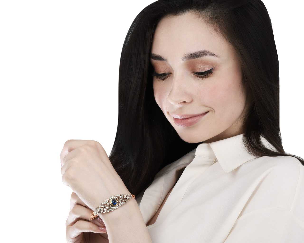 Шикарный золотой браслет с сапфиром 2.31ct