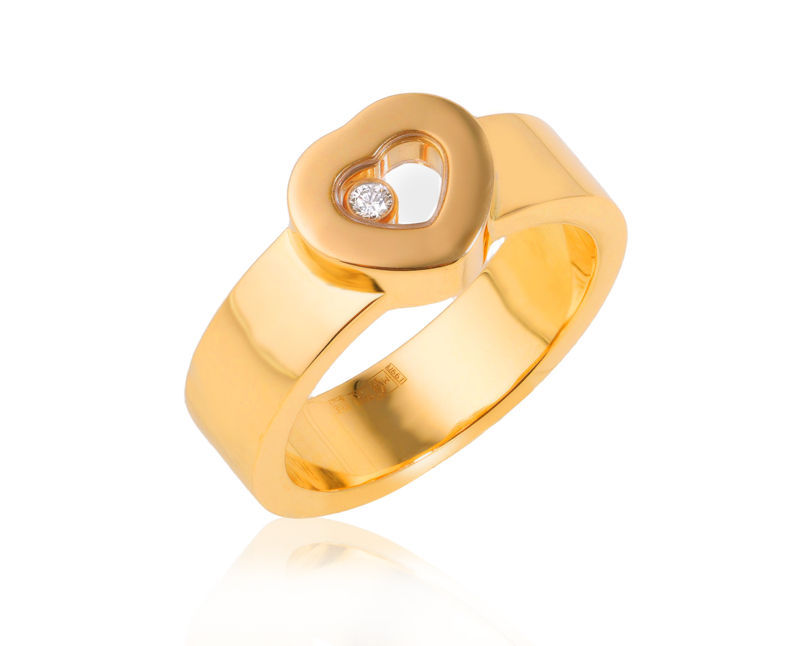 Оригинальное золотое кольцо Chopard Happy Diamonds Heart 111125/9