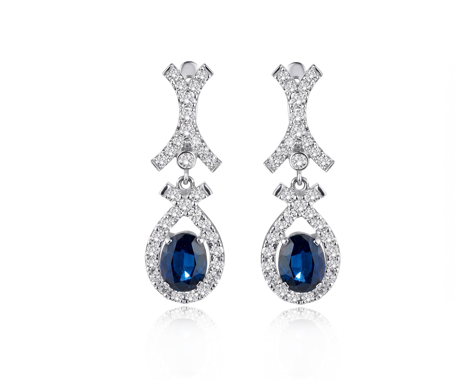 Оригинальные золотые серьги с сапфирами 3.76ct Lykov`s Jewellery 040626/КМ399