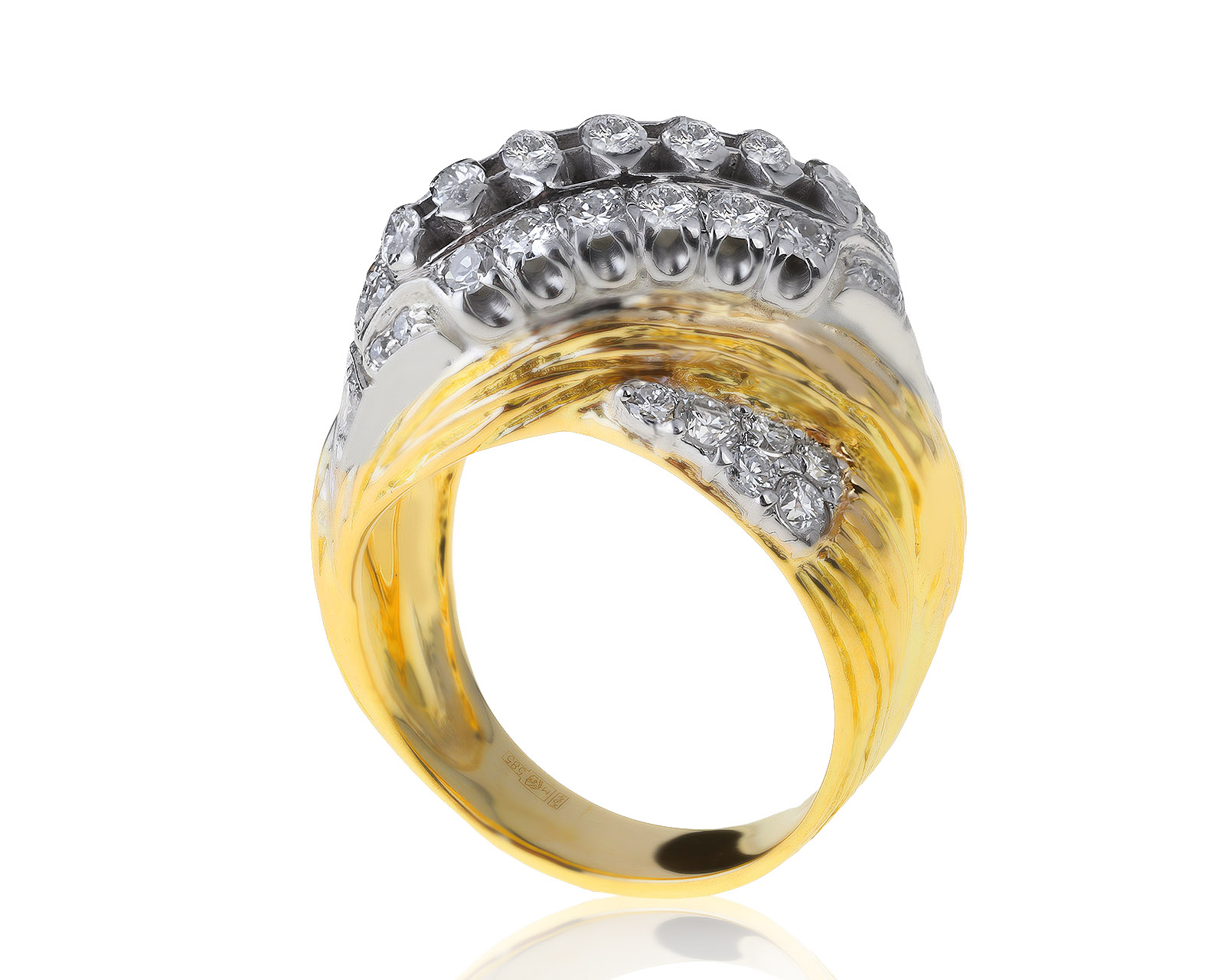 Солидное золотое кольцо с бриллиантами 1.87ct 050821/2