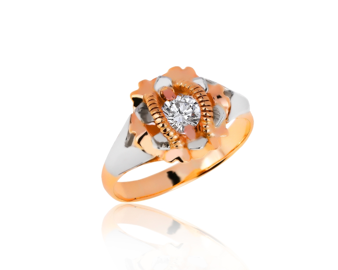 Модное золотое кольцо с бриллиантом 0.38ct 090819/39