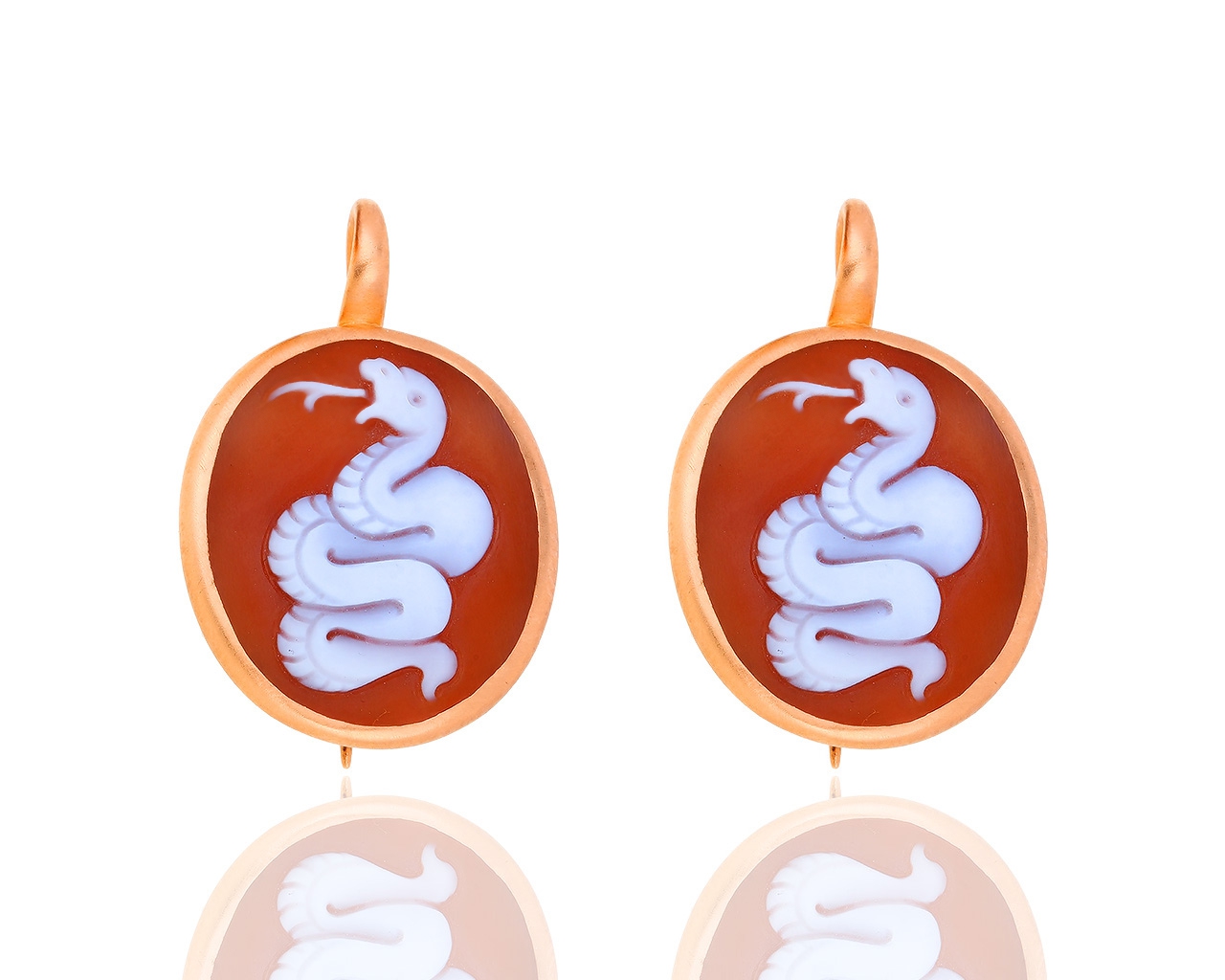 Оригинальные золотые серьги Pomellato Eva Snake Cameo 021017/2