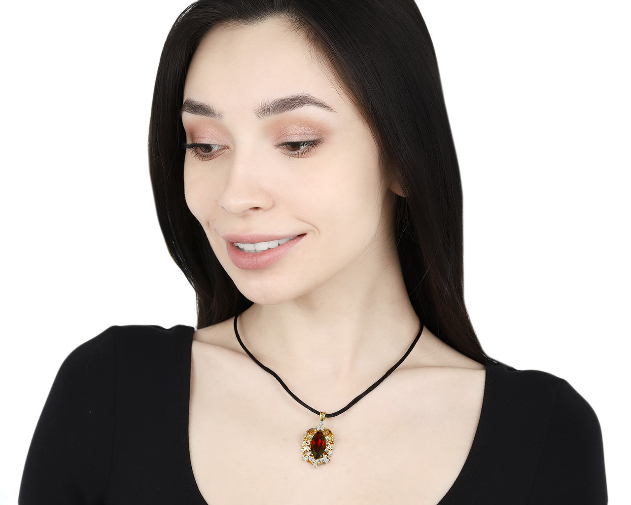 Богатый золотой кулон с гранатом 9.40ct