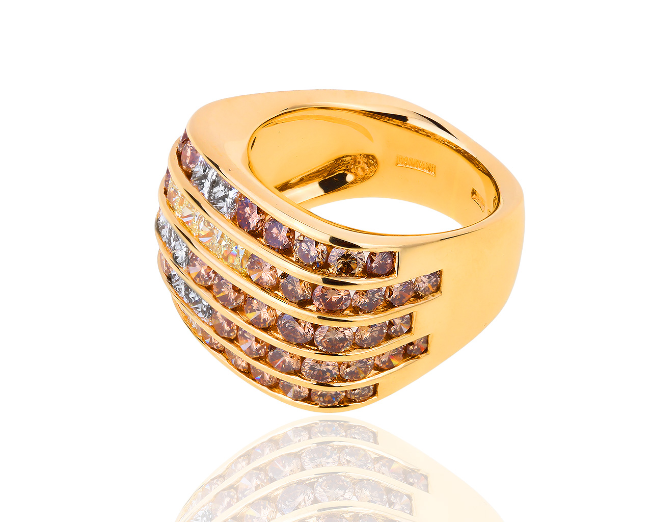 Оригинальное золотое кольцо с бриллиантами 4.20ct Damiani 191118/21