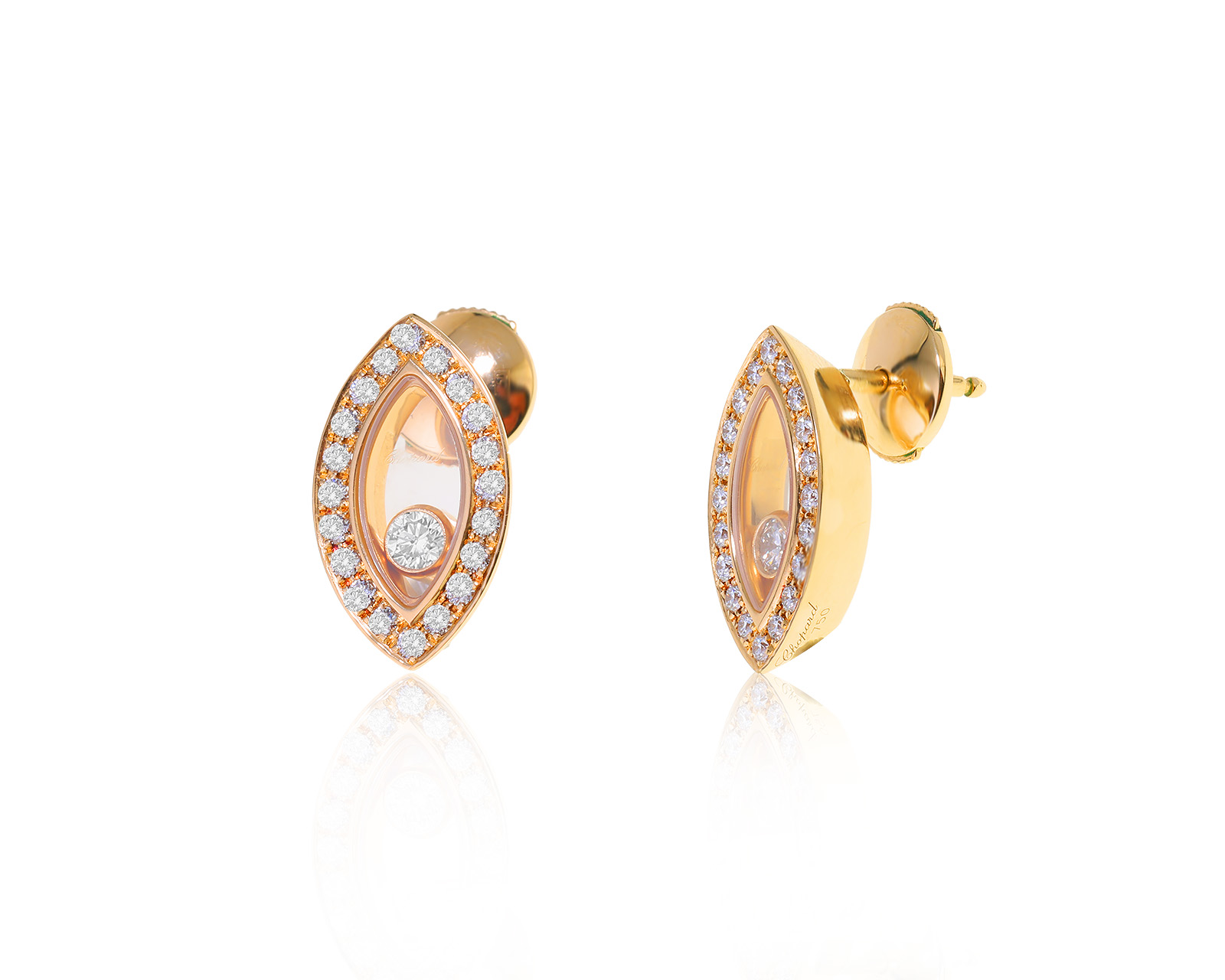 Оригинальные золотые серьги Chopard Happy Diamonds 040423/2