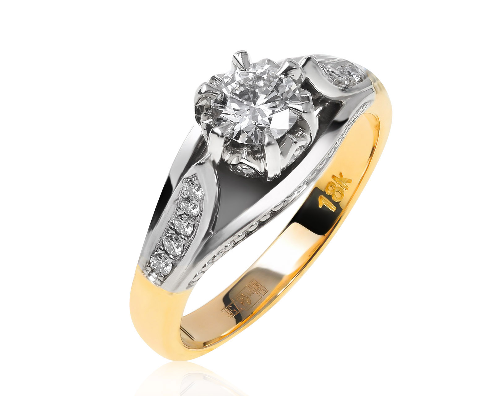 Прекрасное золотое кольцо с бриллиантами 0.45ct