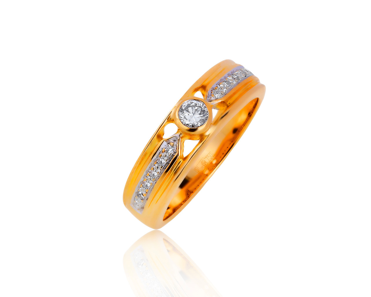 Прекрасное золотое кольцо с бриллиантами 0.19ct 150919/3