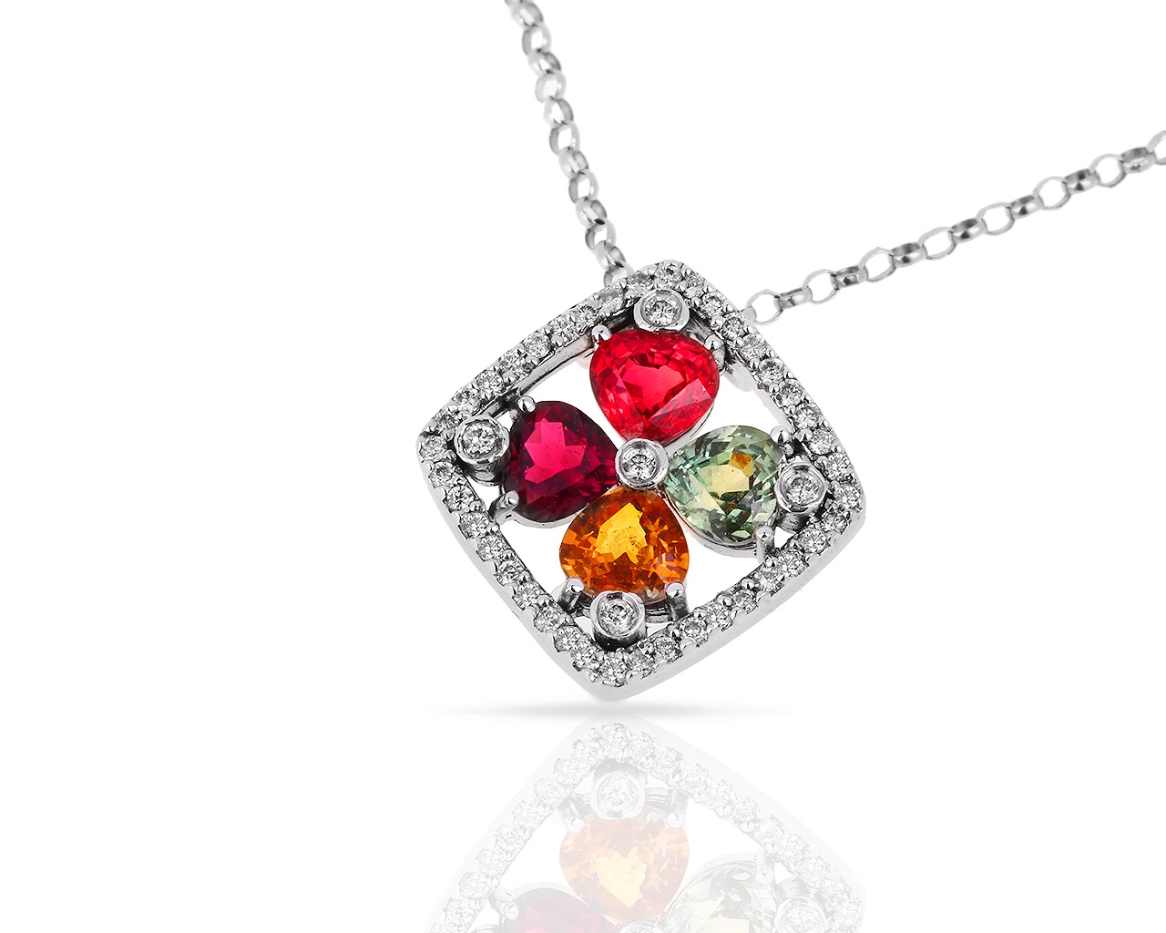 Привлекательный золотой кулон с бриллиантами и сапфирами