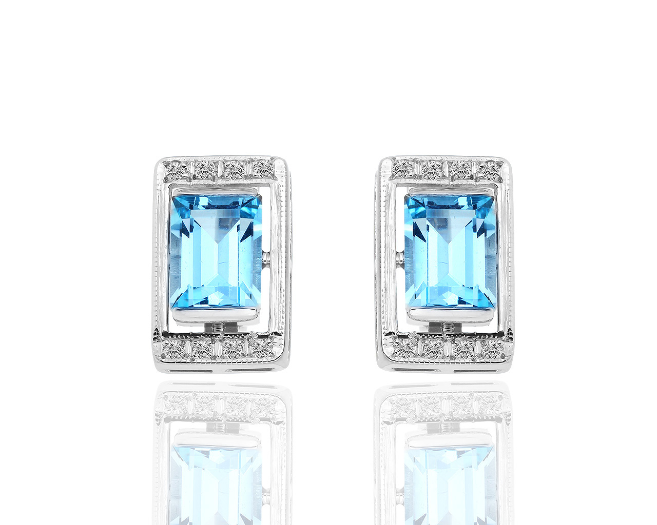 Золотые серьги с топазами и бриллиантами 0.12ct 111218/4