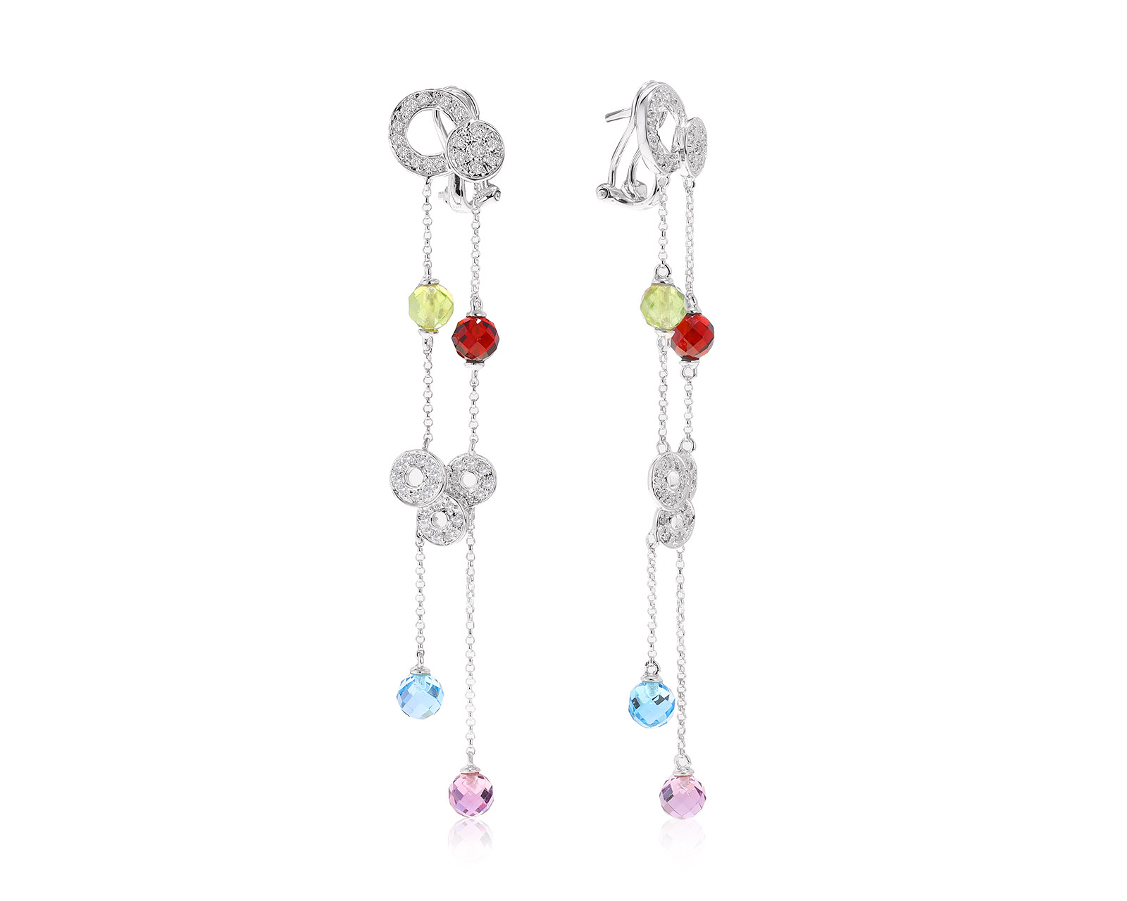 Завораживающие золотые серьги с цветными камнями 260122/8