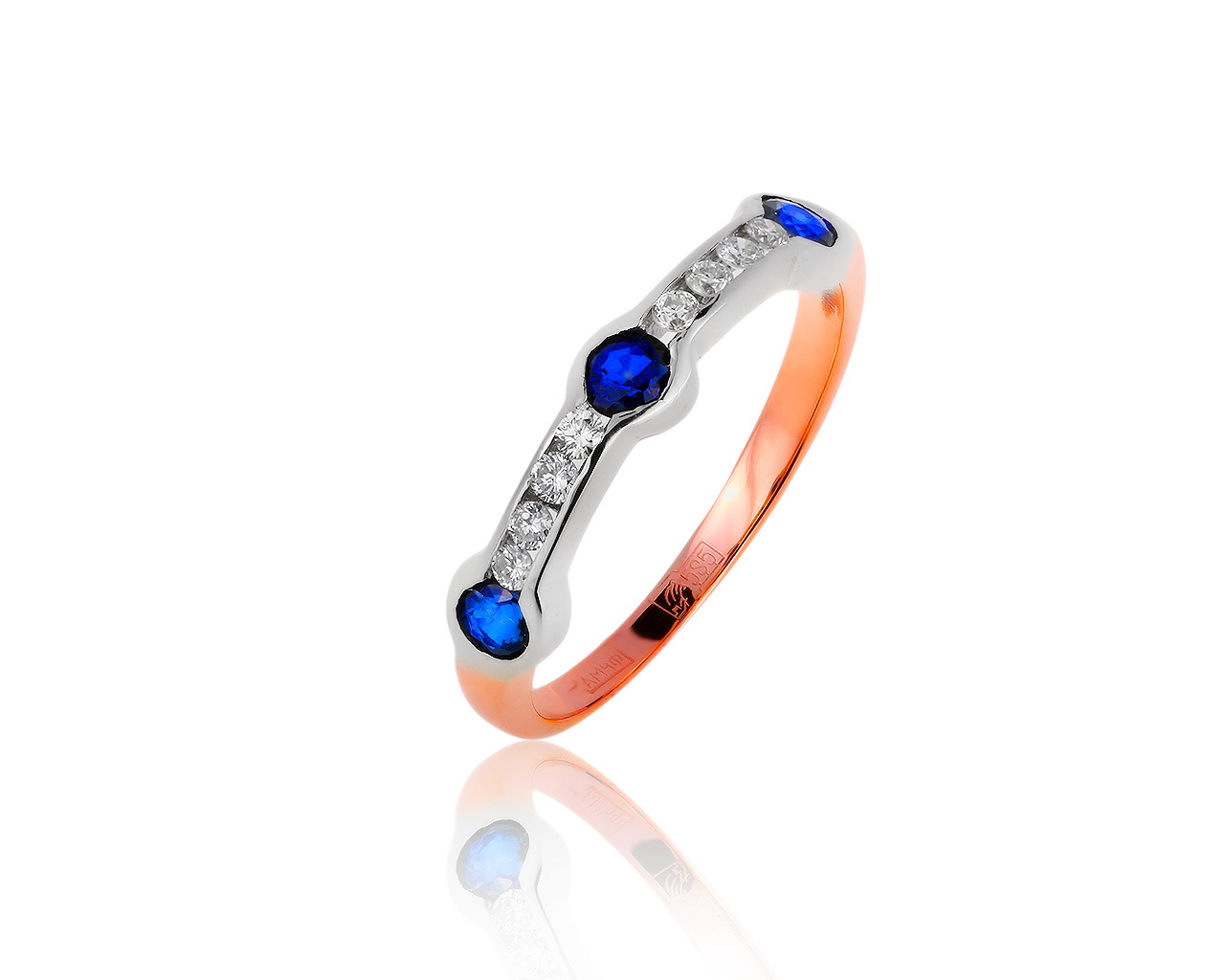 Нарядное золотое кольцо с сапфирами 0.33ct 030819/8 Нарядное золотое кольцо с сапфирами 0.33ct 030819/8