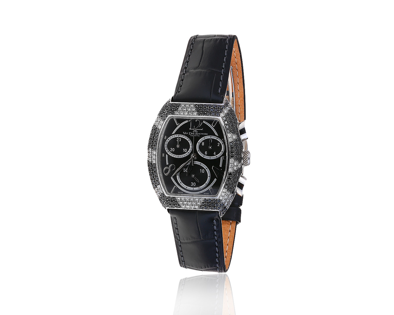 Оригинальные стальные часы с бриллиантами 2.01ct Van Der Bauwede 280219/2
