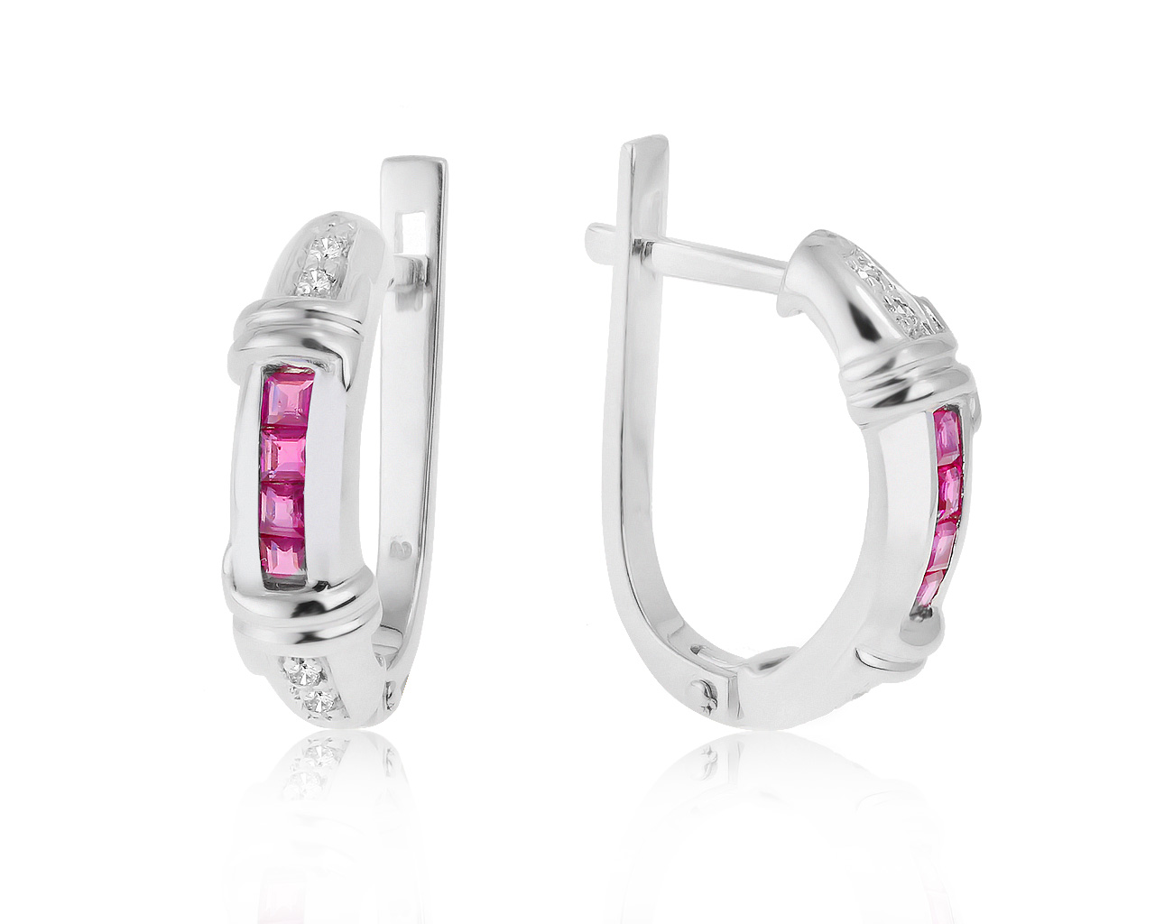 Стильные золотые серьги с рубинами 0.75ct 130421/14