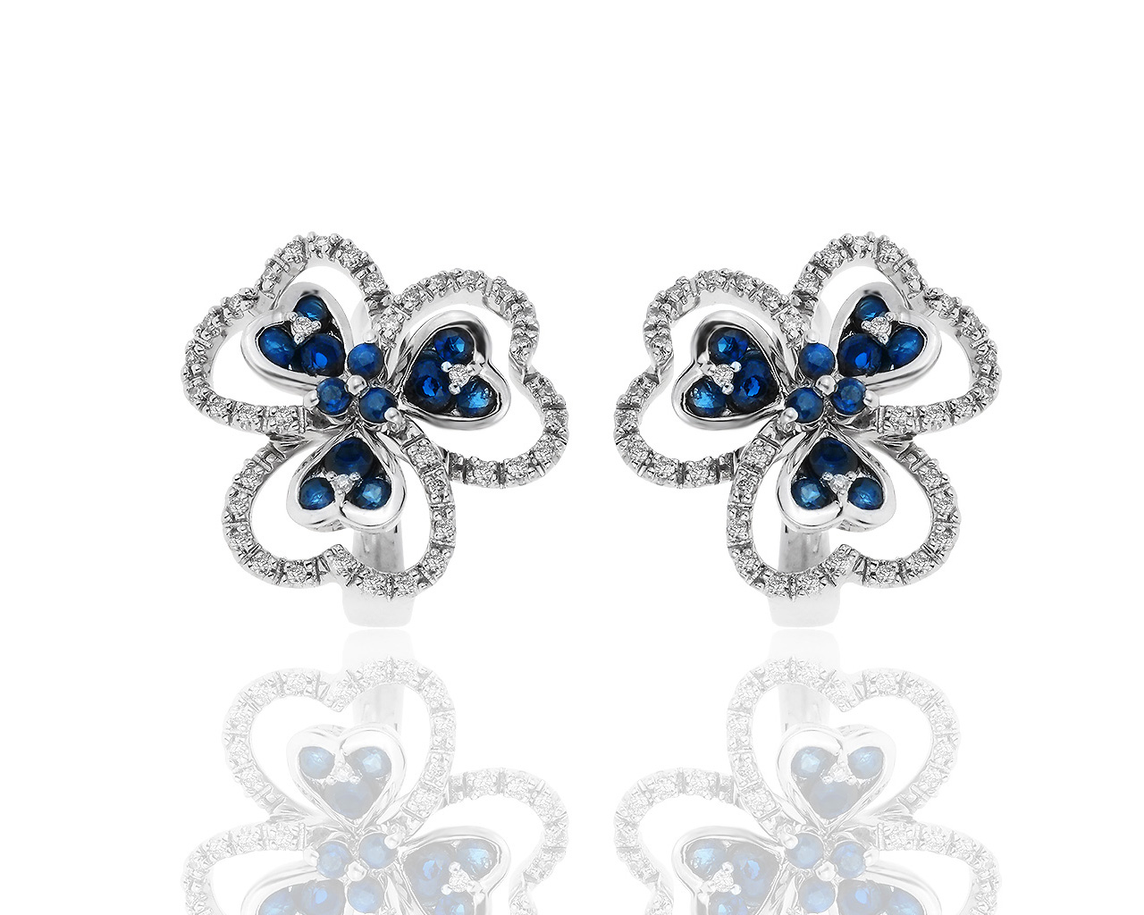 Изысканные золотые серьги с бриллиантами 0.30ct и сапфирами 0.72ct 270719/3