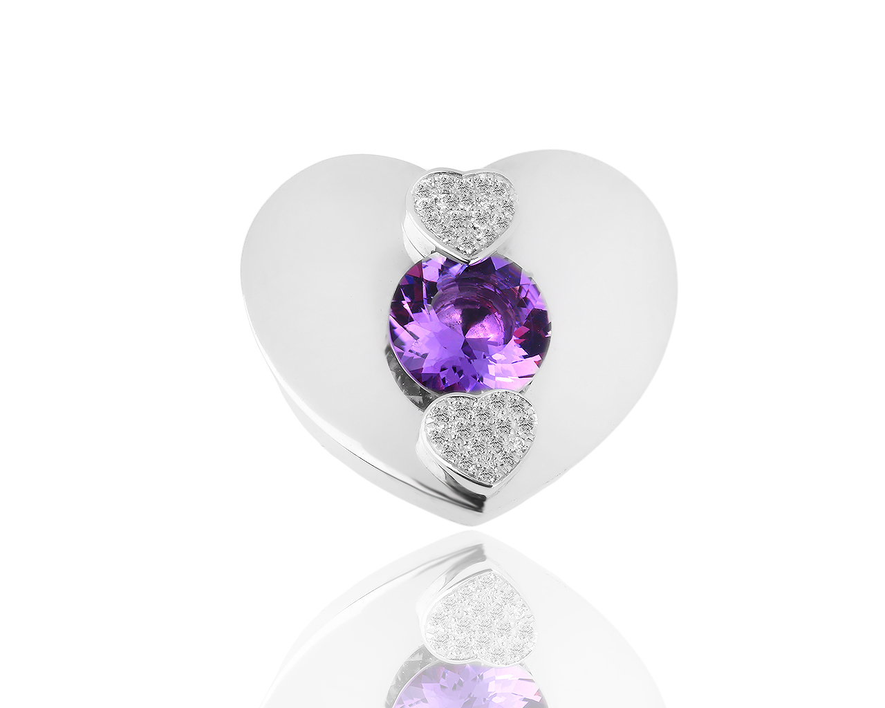 Оригинальный золотой кулон с бриллиантами и аметистом 3.50ct Chopard Hearts