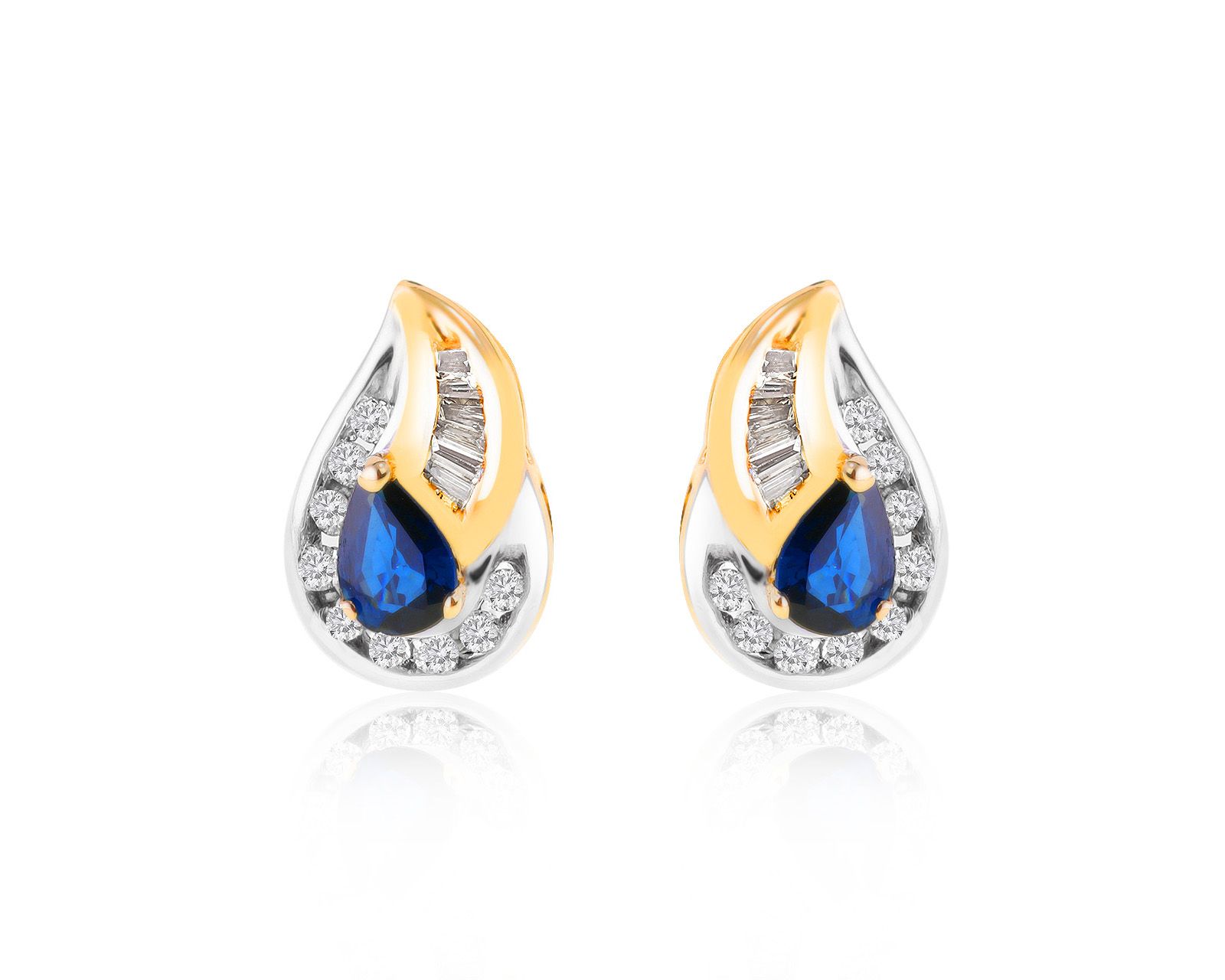Модные золотые серьги с сапфирами 0.67ct