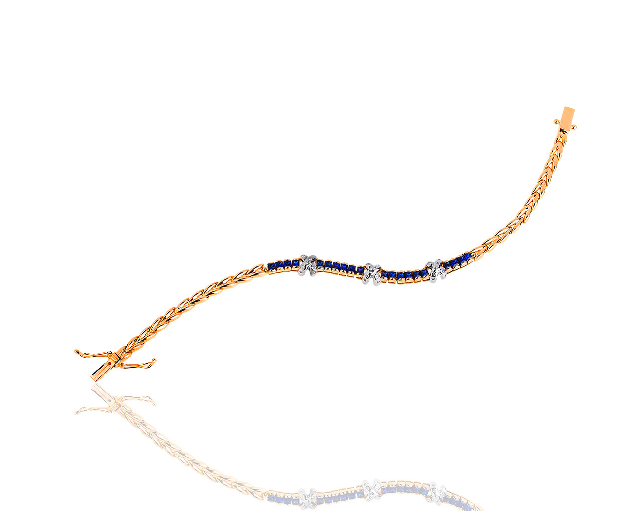 Золотой браслет с бриллиантами и сапфирами 1.60ct