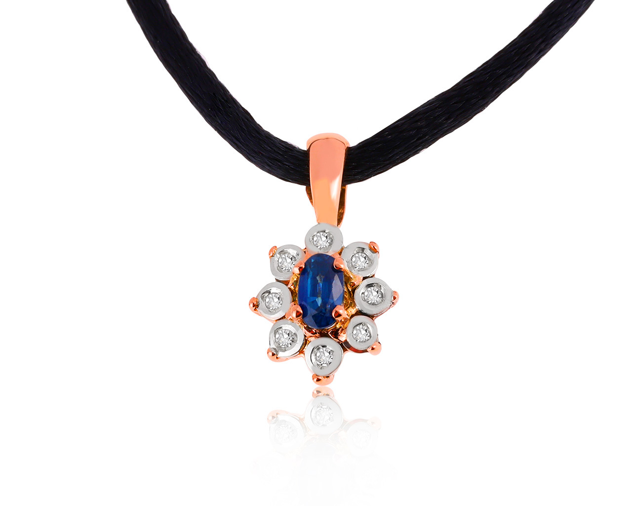 Прелестный золотой кулон с сапфиром 0.24ct