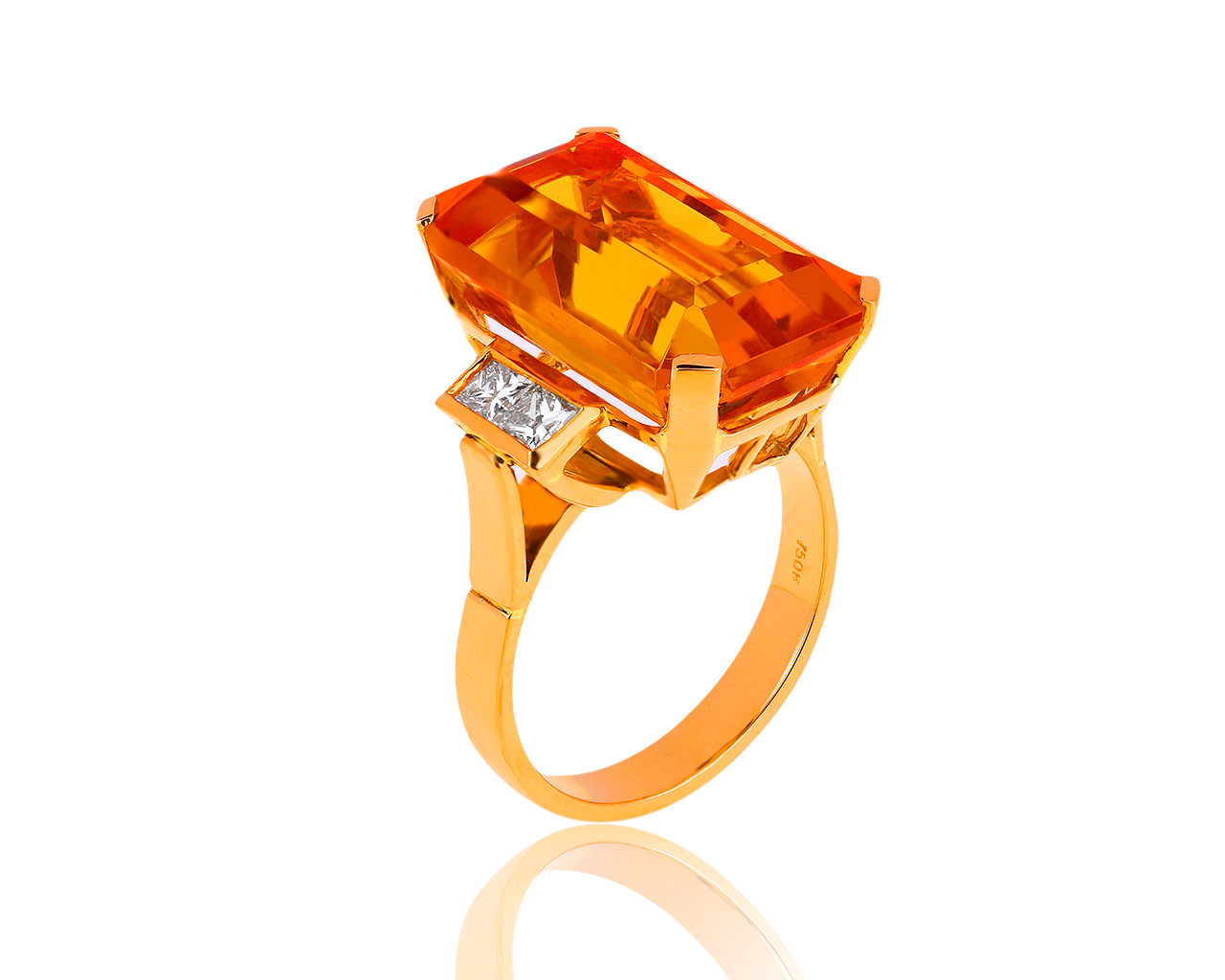 Королевское золотое кольцо с цитрином 17.10ct и бриллиантами 0.76ct 030819/14