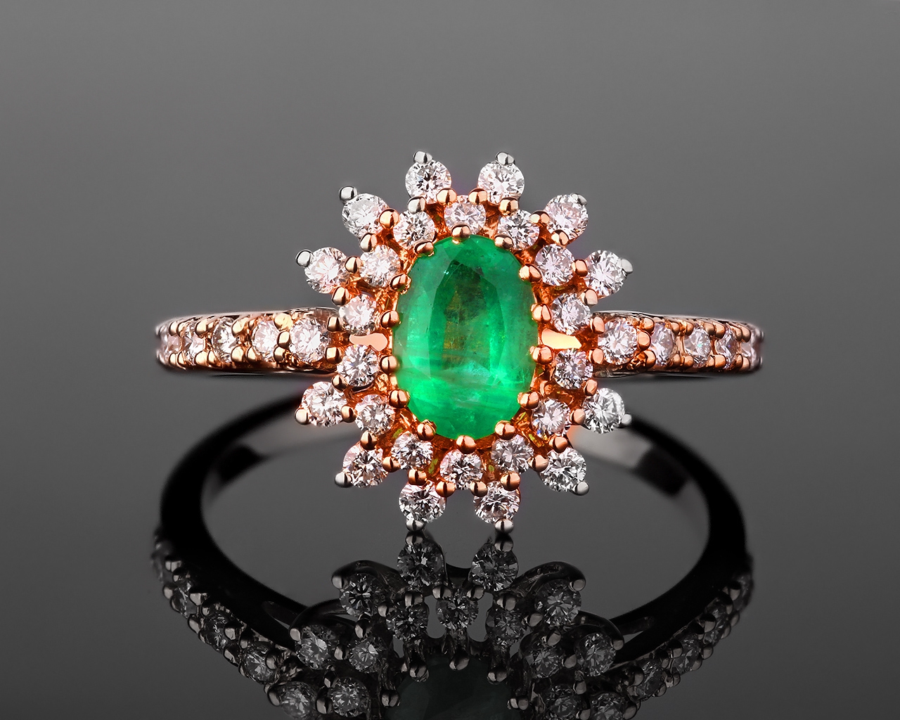 Бриллиантовое кольцо с изумрудом 0.54ct 030617/3