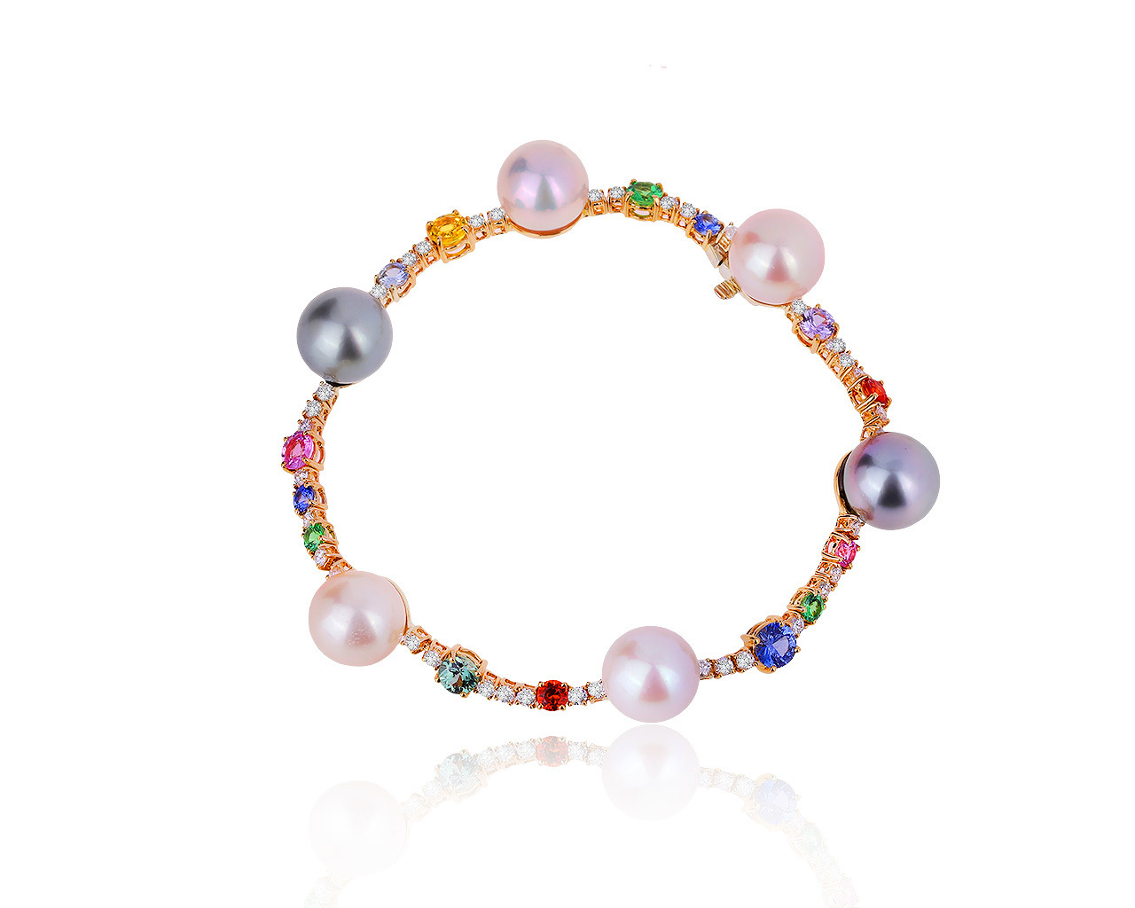 Оригинальный золотой браслет с жемчугом 10 мм Shoeffel 050320/2