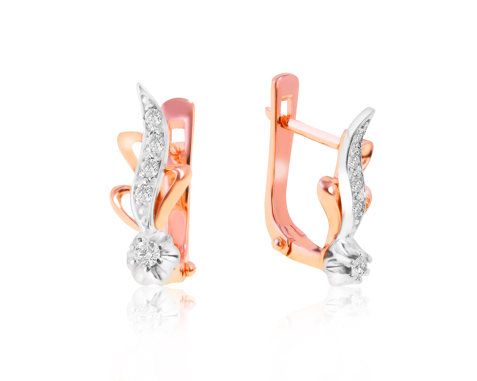 Волнующие золотые серьги с бриллиантами 0.15ct 010621/30