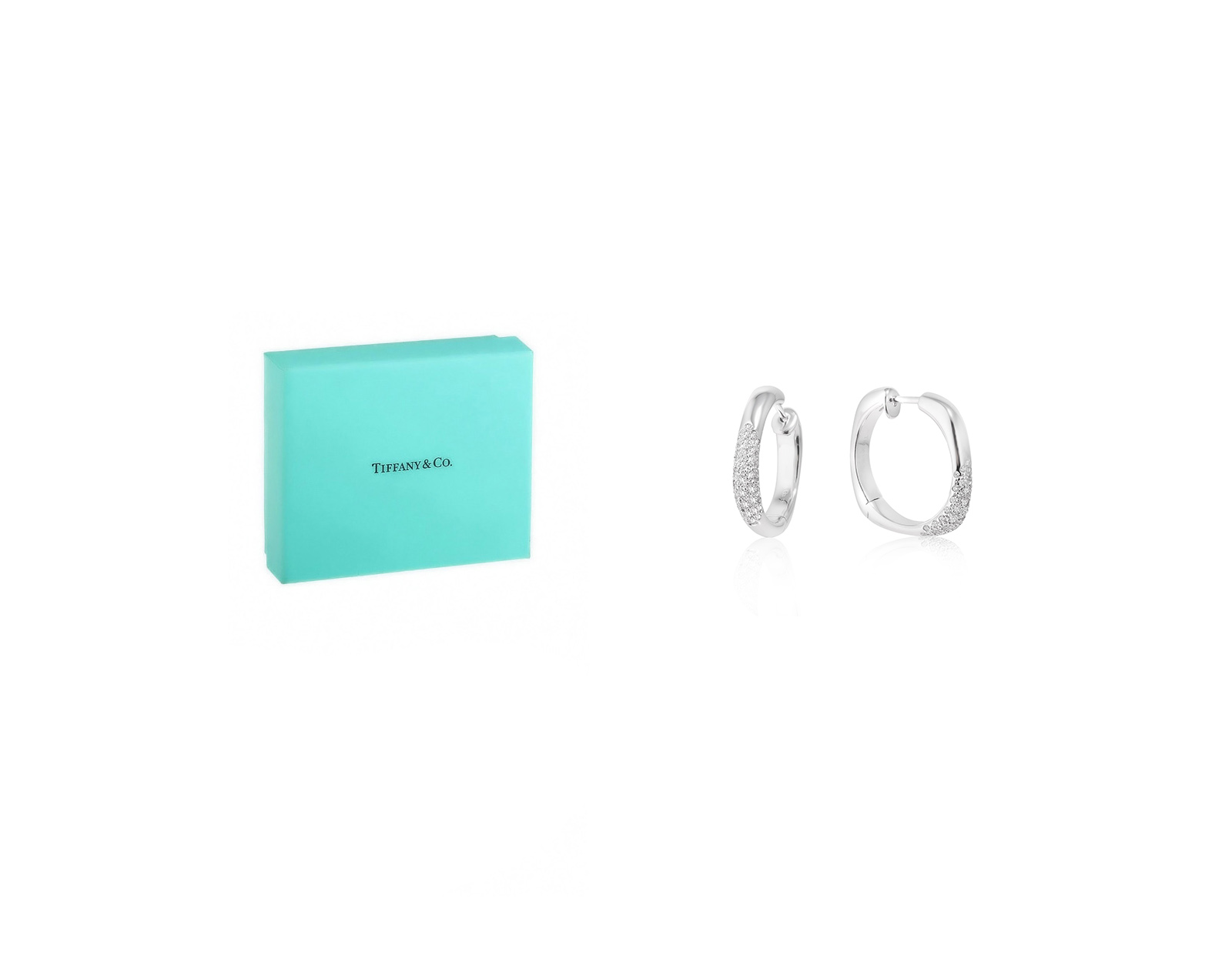 Оригинальные золотые серьги Tiffany&Co Square Cushion Hoop