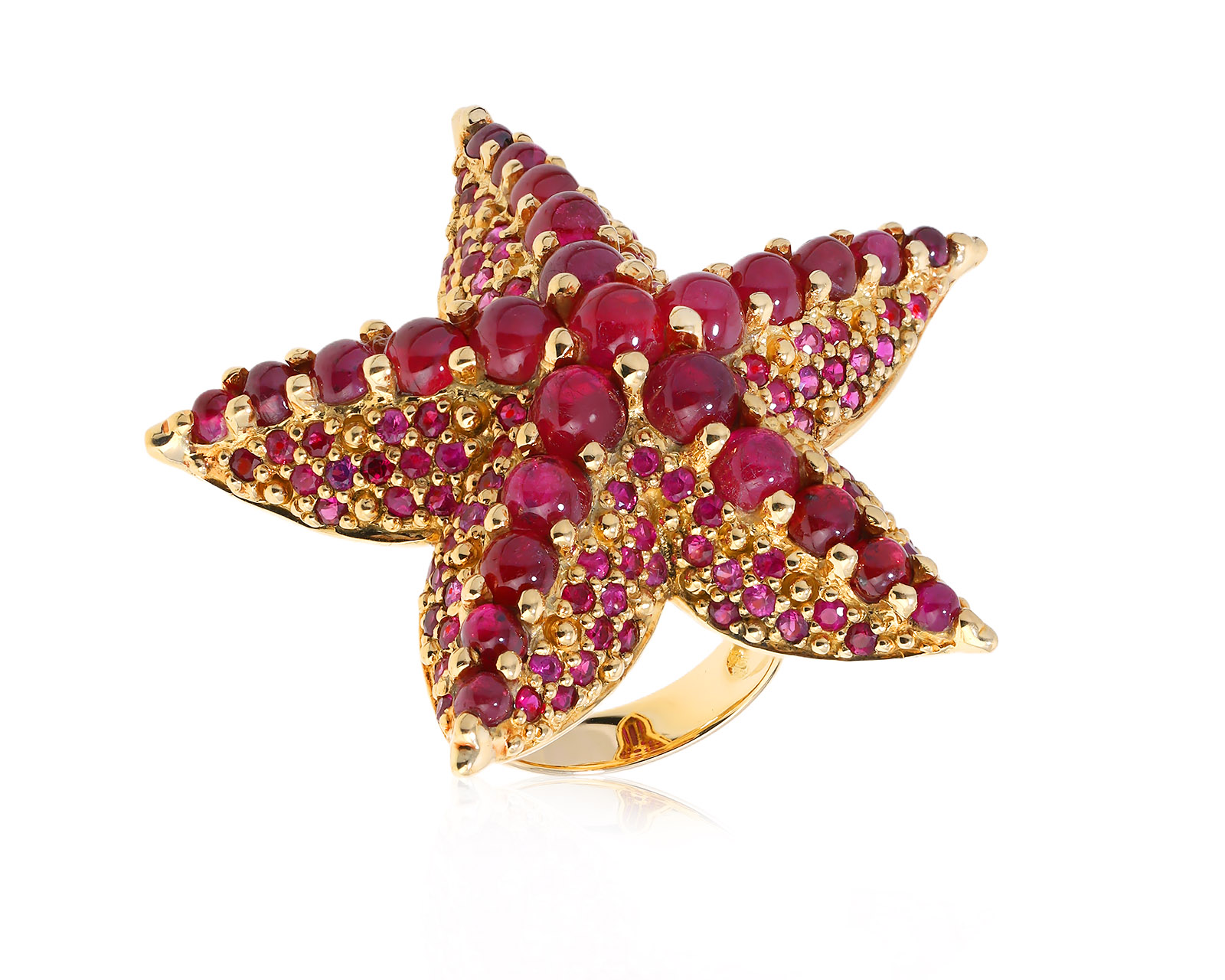 Золотое кольцо с рубинами 22.23ct